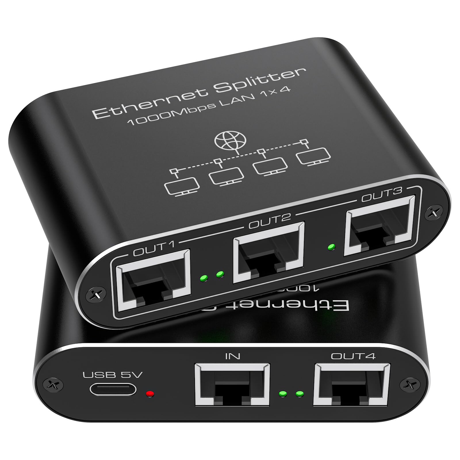 Pvbctcsid Ethernet Splitter 1 To 4 1000Mbps Internet Splitter Lan Splitter Either Network Splitter Ethernet Switch Suitable For