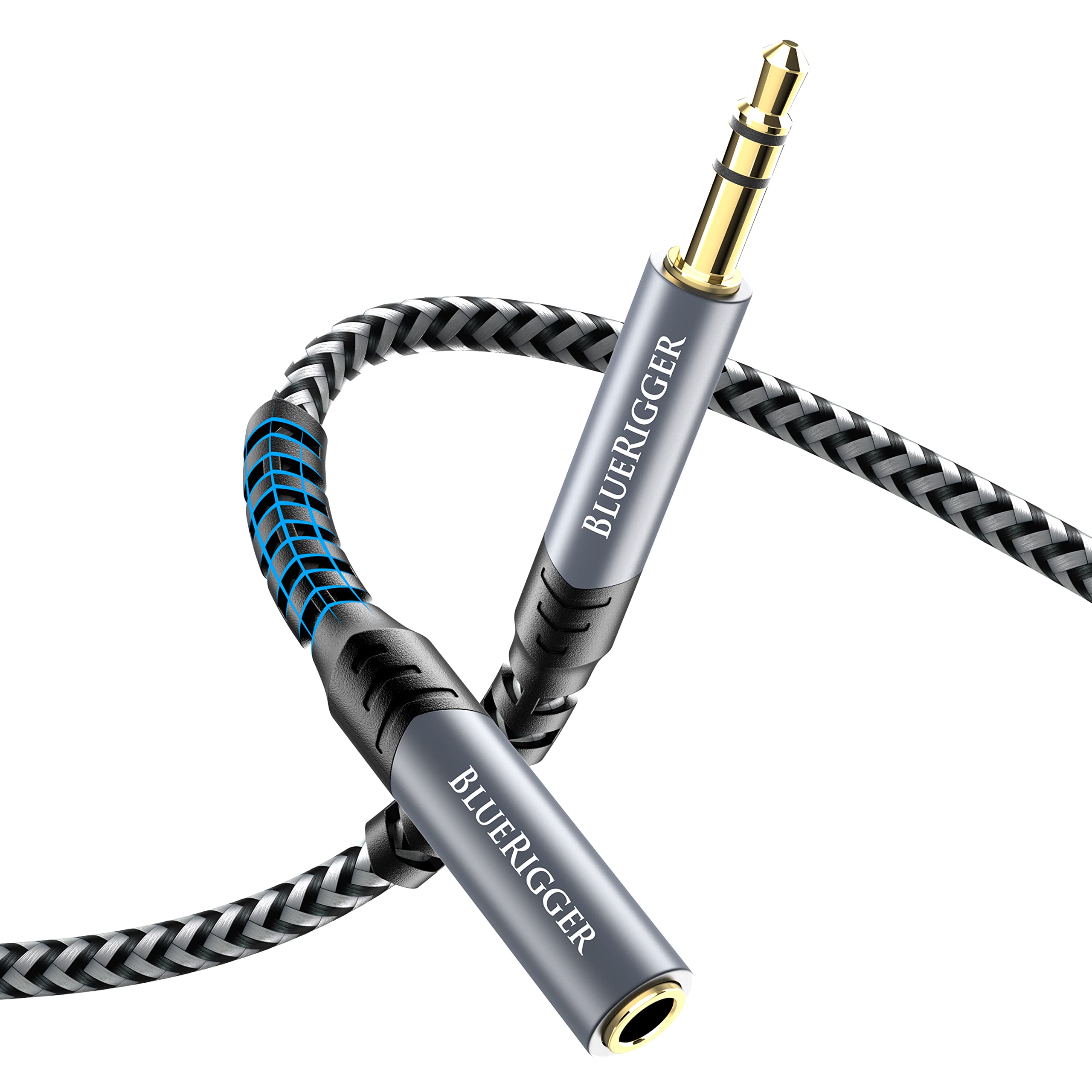 BlueRigger Headphone Extension Cable (50FT, 24K Gold Plated Jack, Hi-Fi Sound, 3.5mm Male to Female Stereo Audio Cable) - Aux Co