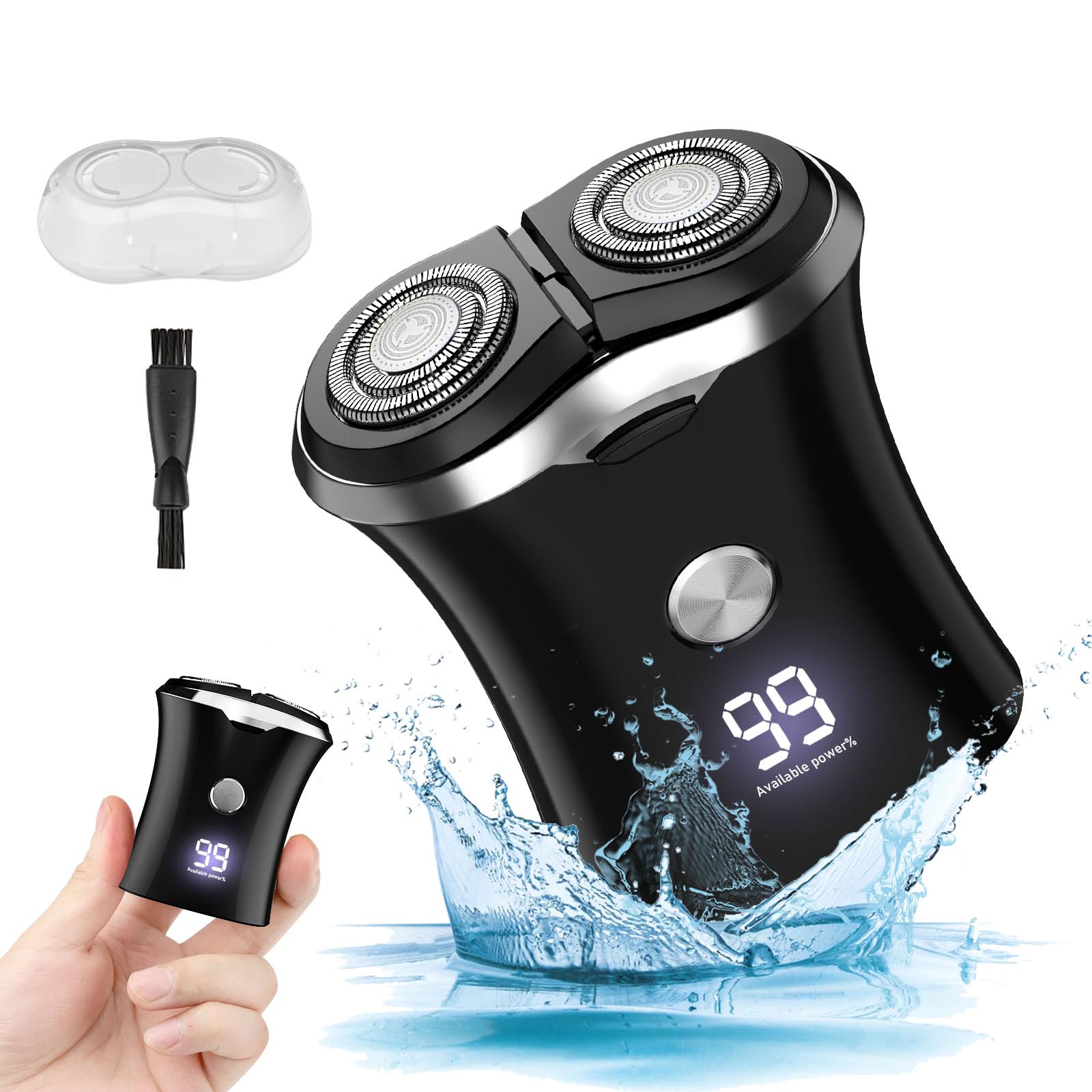 Mini Portable Electric Travel Shaver - Pocket Size Washable USB Rechargeable Shaving Razor Cordless & Compact Small Rotary Shave