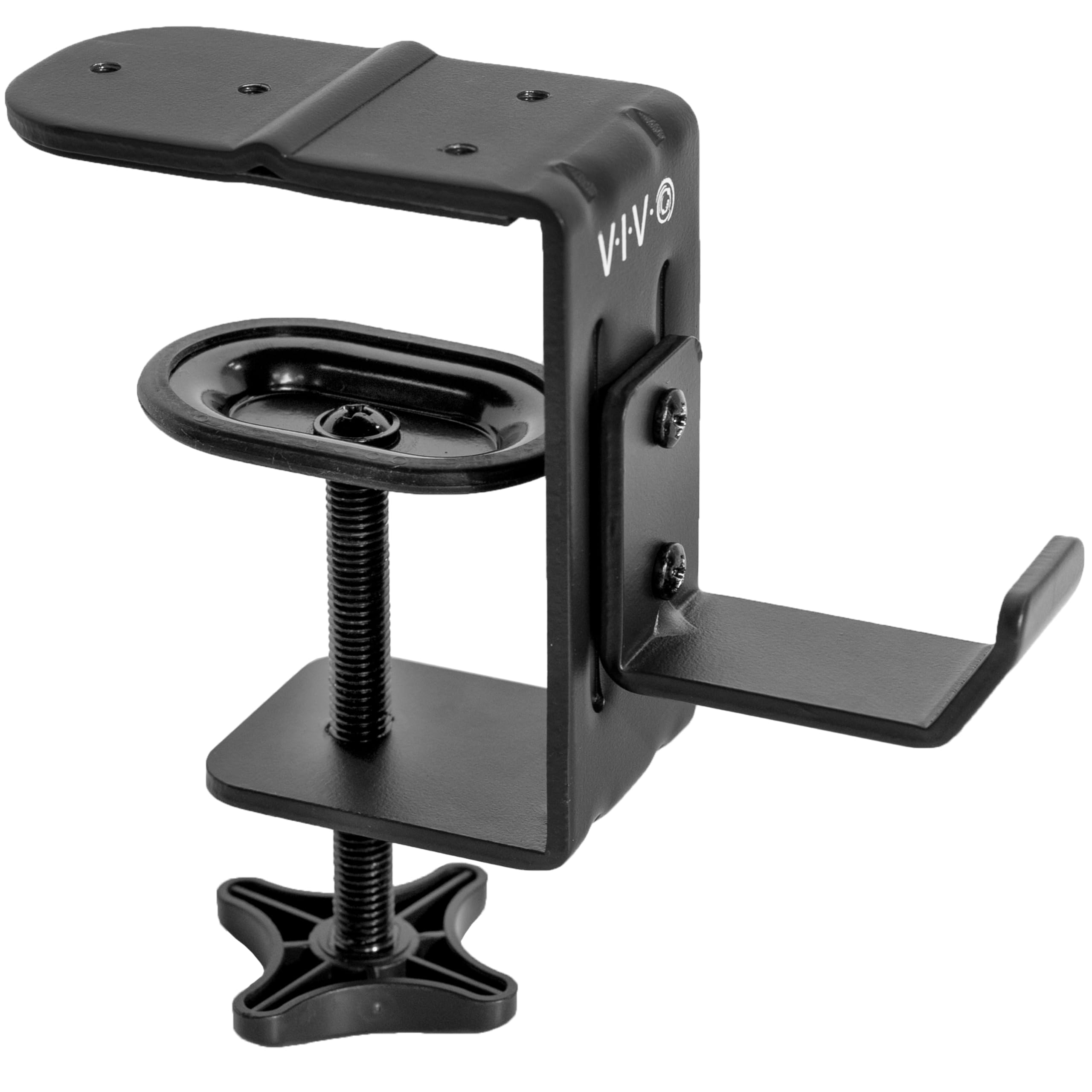 Vivo Steel Clamp On Hook For Desktop And Desk Leg Mounting, Clip Holder For Office Accessories, Bags, Headphones, And More, Blac