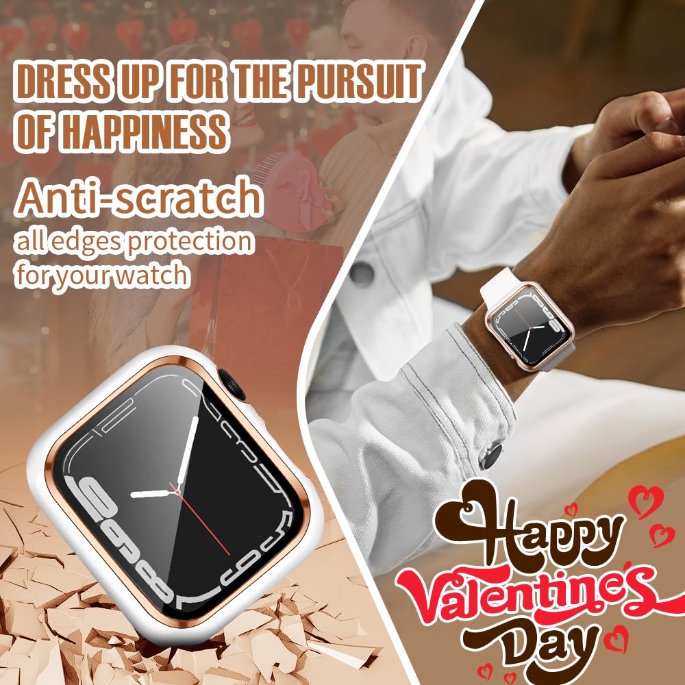 Top4Cus 44Mm Case Compatible With Apple Watch, With Built In Tempered Glass Screen Protector, Pc Cover For Iwatch Series 9/8/7/S