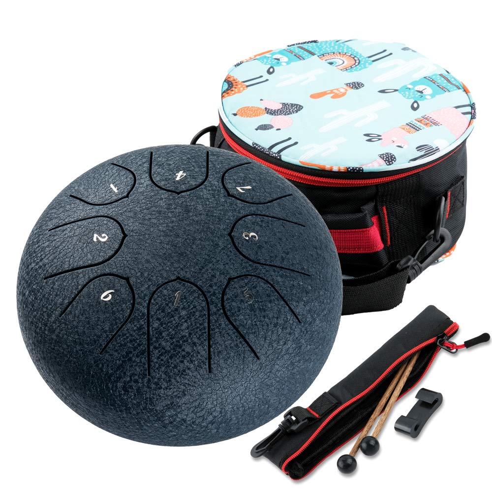 Steel Tongue Drum,Tongue Drum 6 Inch 8 Notes Hand Pan Drum C Key Meditation Drum Percussion Instrument With Bag, 2 Drumsticks, F