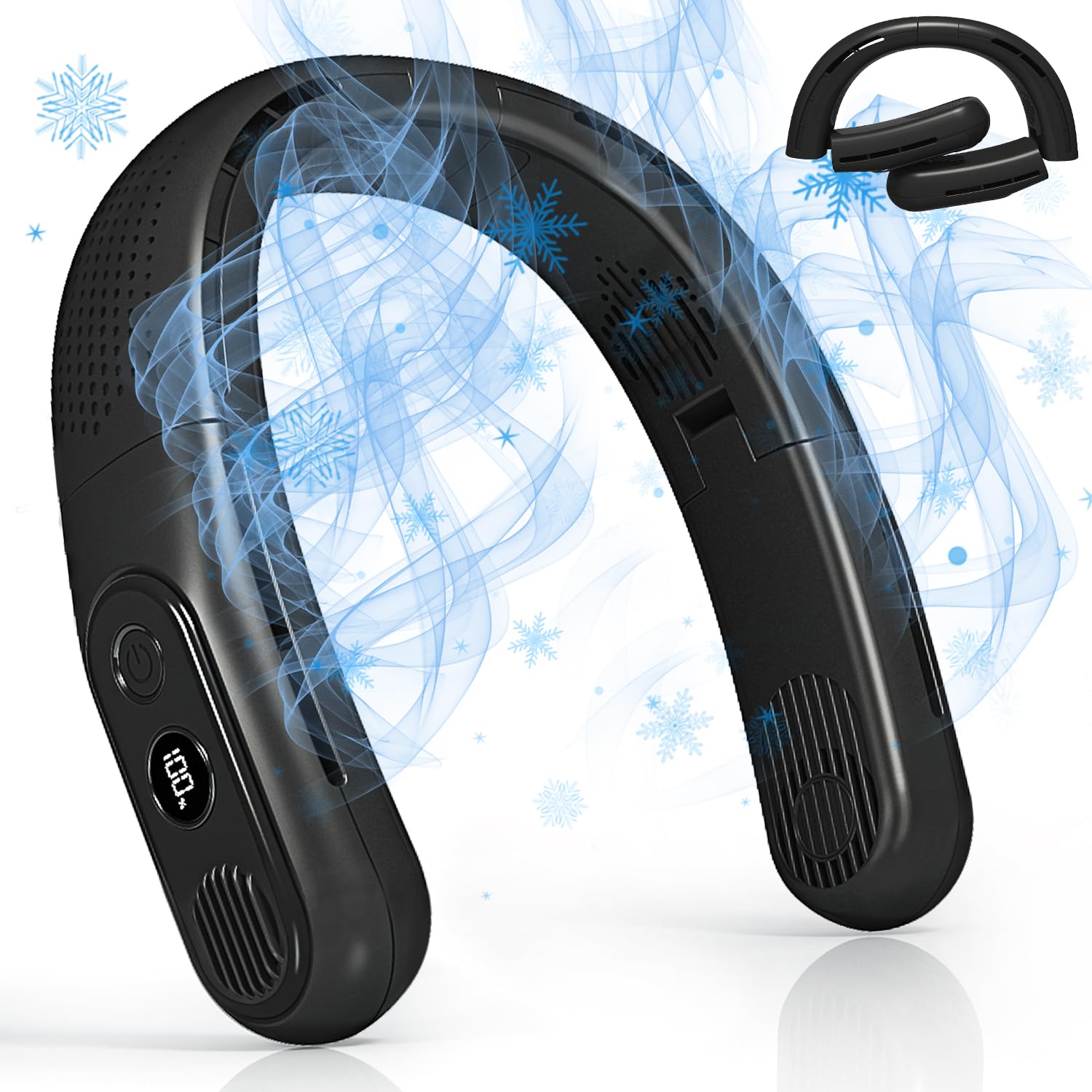 Olv Neck Fan Rechargeable 4 Turbo 6000Mah Portable Neck Fan 360 Cooling Airflow 3 Speeds Led Battery Display Foldable Bladeless