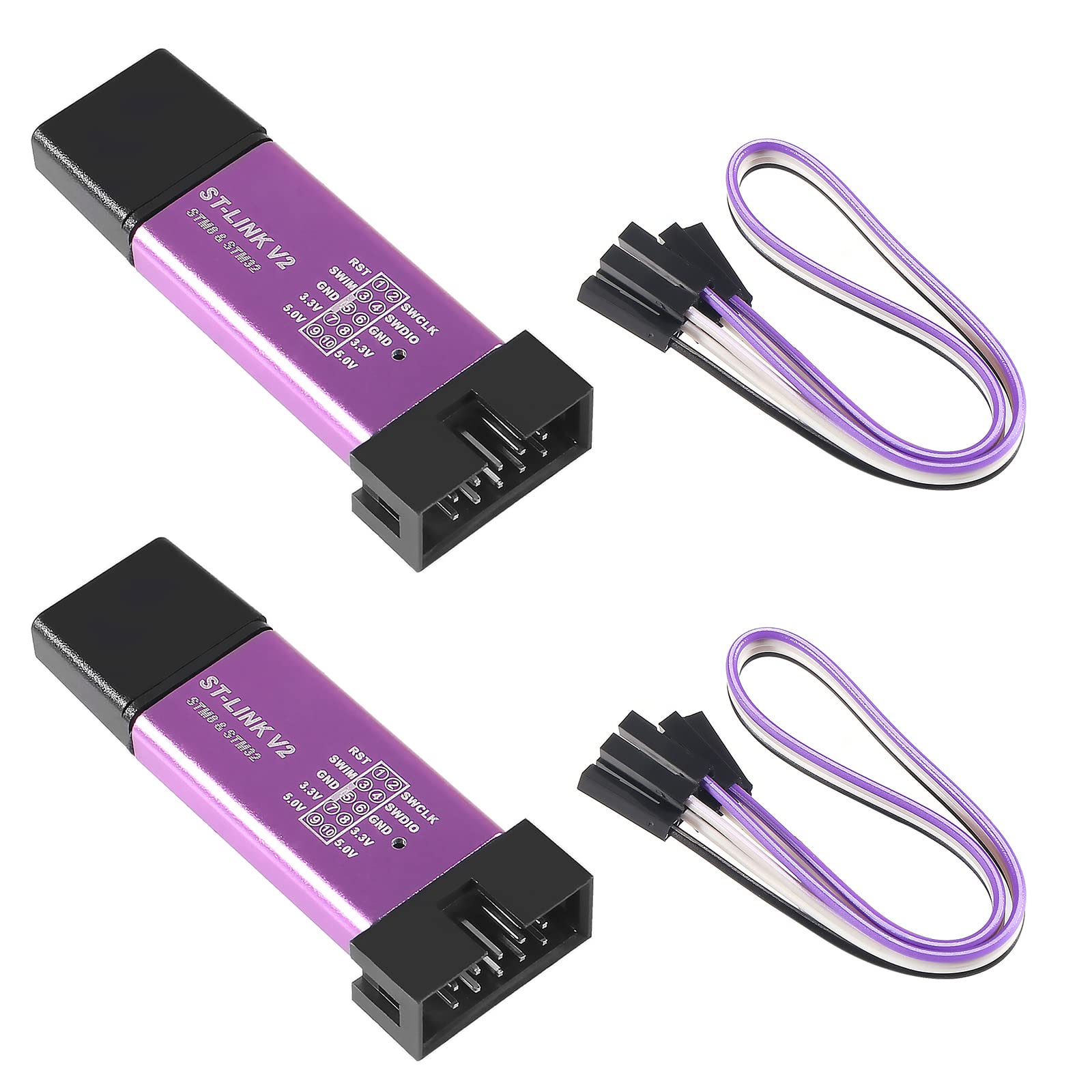 Aitiao 2Pcs St Link V2 Emulator Downloader Programming Unit Mini Stm8 Stm32 M89 With Cable (Random Color)