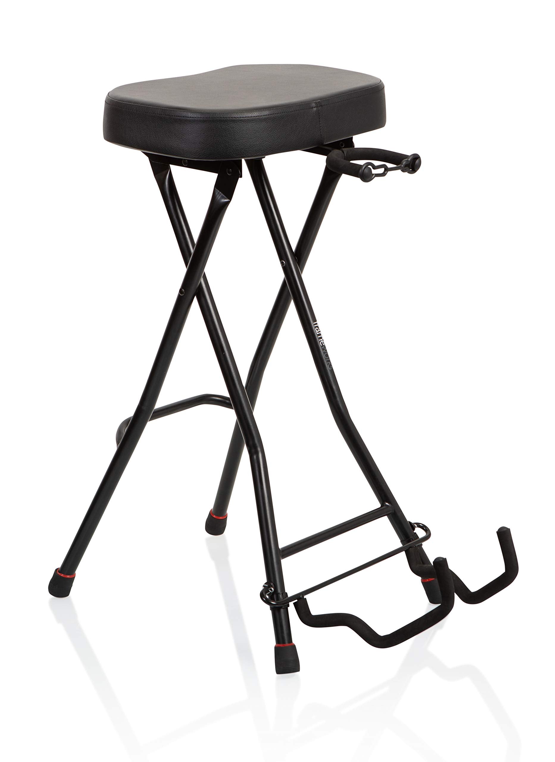 Gator Frameworks Foldable Guitar Stool With Padded Seat And Rear Mounted Guitar Hanger; (Gfw Gtrstool)