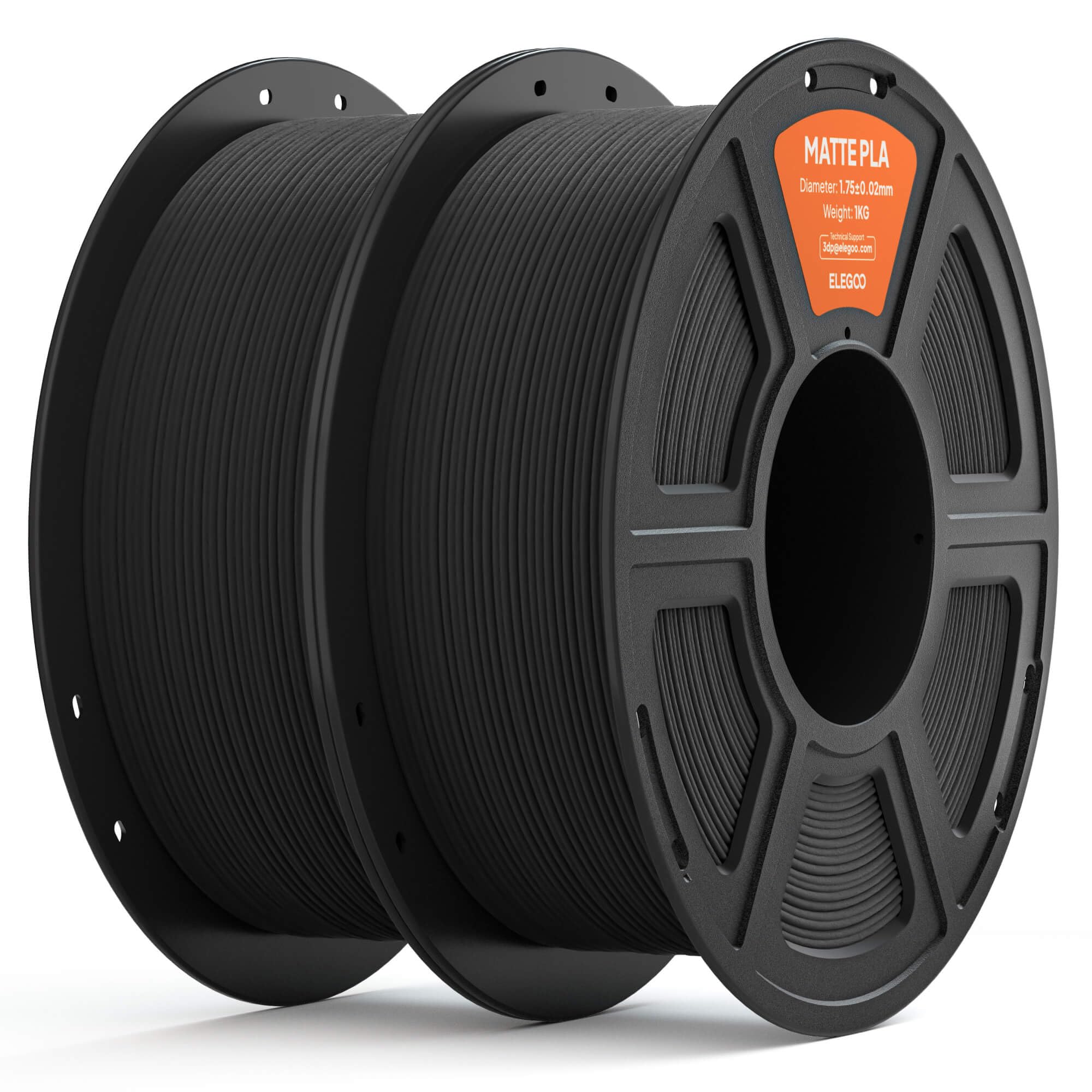 ELEGOO Matte PLA Filament 1.75mm Black 2KG, 3D Printer Filament High Precision, 2pcs 1kg Spool (2.2lbs) Fits for Most FDM 3D Pri