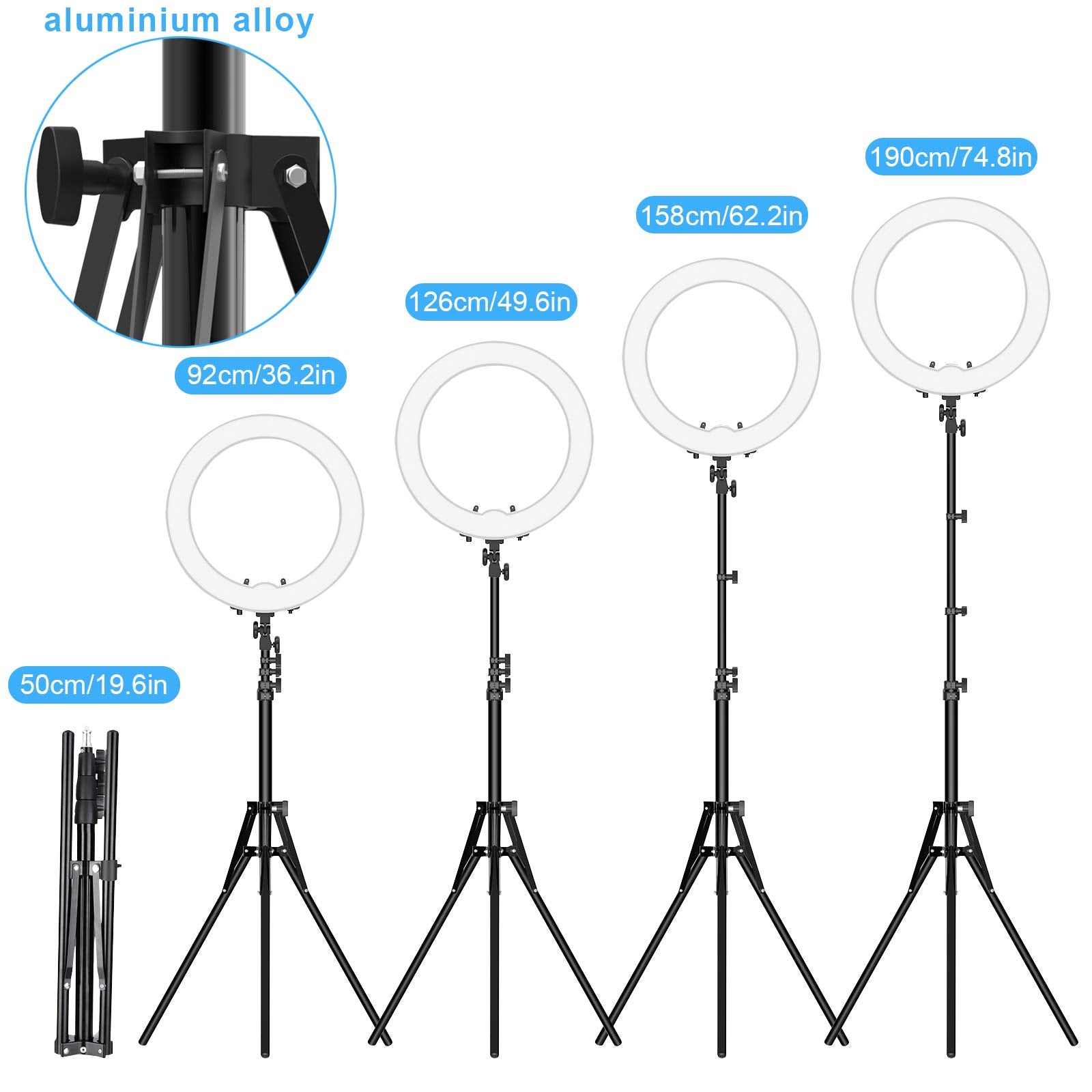 Ring Light With Stand And Phone Holder, Ivisii 18 Inch Ring Light,55W 5500K Led Ring Light For Live Stream/Makeup/Youtube Video, Dimmable Led Beauty Selfie Ring Light For Tiktok Photography