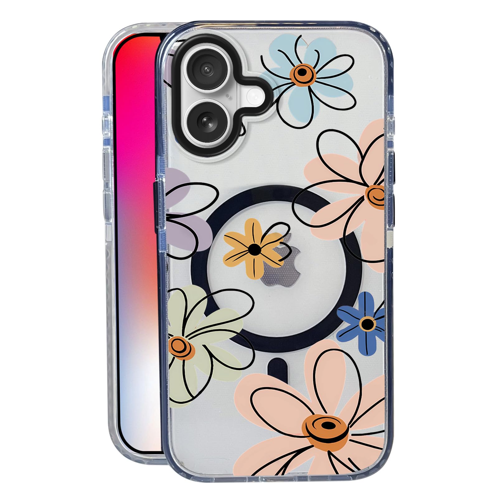 Nimeey Coloring Flower for iPhone 17 Case,MagSafe Compatible,Matte Soft Slim Shockproof Cover,Anti-Fingerprint,Anti-Yellowing,An