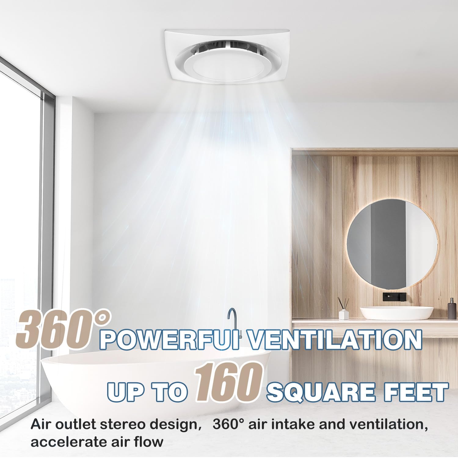 Heromind Bathroom Exhaust Fan With Light, 110 Cfm, 1.0 Sones, 12.16    Ceiling Vent Fan With 20W Led Light, 3 Adjustable Color T