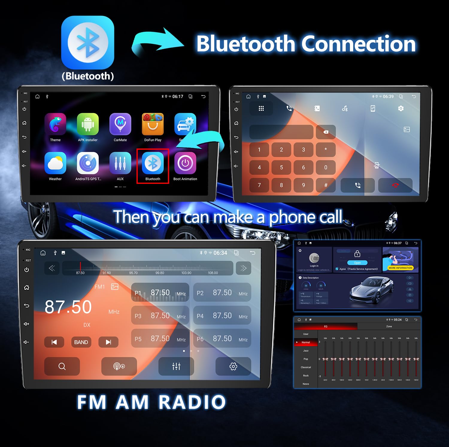 Binize Double Din Car Stereo Android System 10.1 Inch Car Radio With Wireless Carplay Android Auto Touch Screen Radio Head Unit