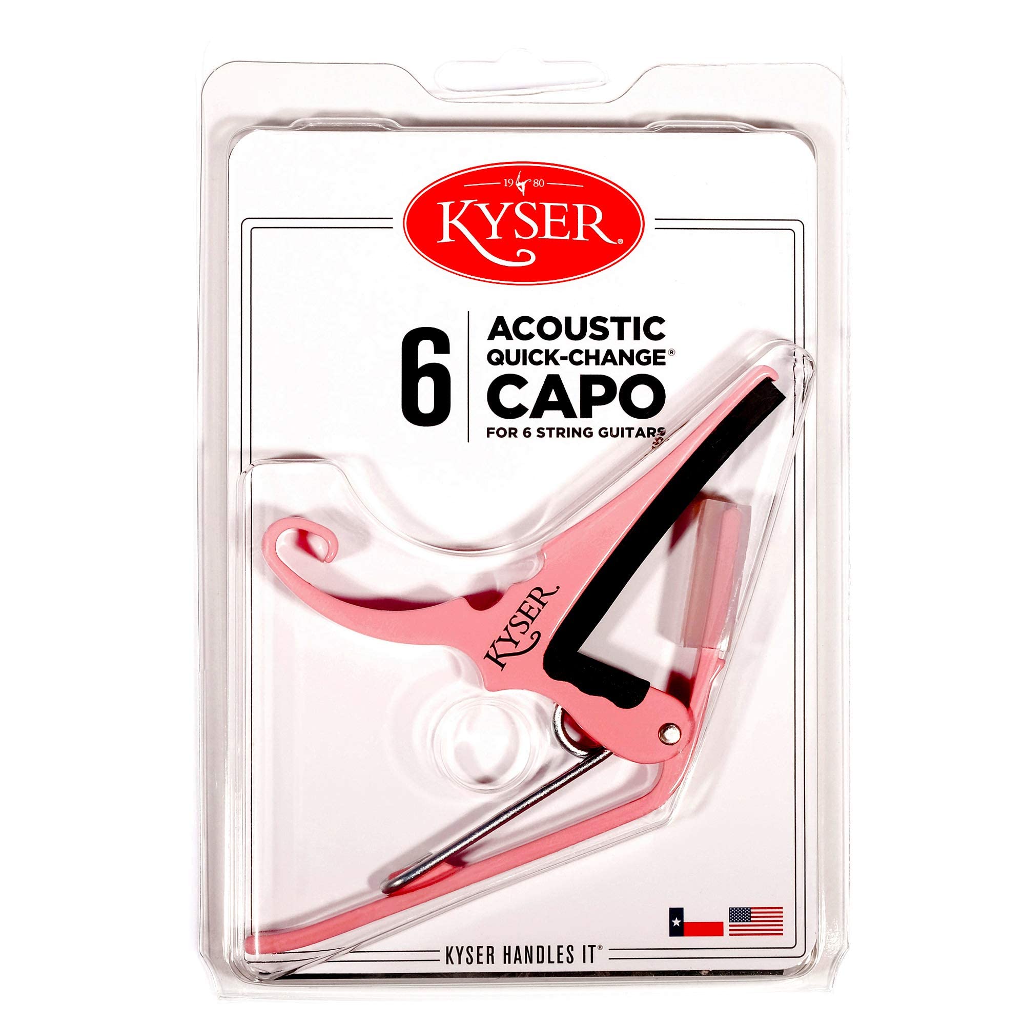 Kyser Quick Change Guitar Capo For 6 String Acoustic Guitars, Pink, Kg6Ka