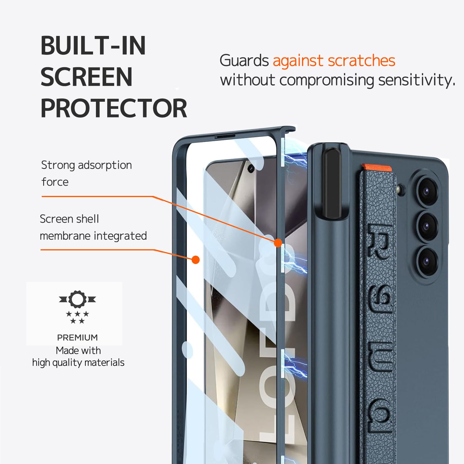 Ninki S Pen Case For Samsung Galaxy Z Fold 6 Case With Screen Protector,Magnetic Hinge Stylus Slot Phone Case For Samsung Z Fold