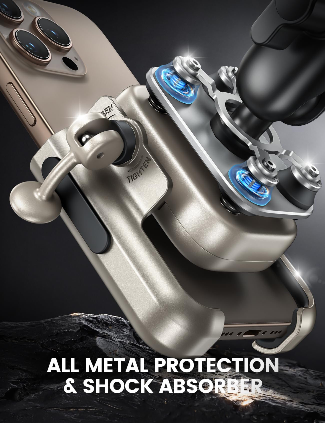 Lamicall Motorcycle Phone Mount Holder - [All Metal] [Anti Shake] [1S Lock] Bike Phone Holder Handlebar Clamp, Bicycle Cell Phon