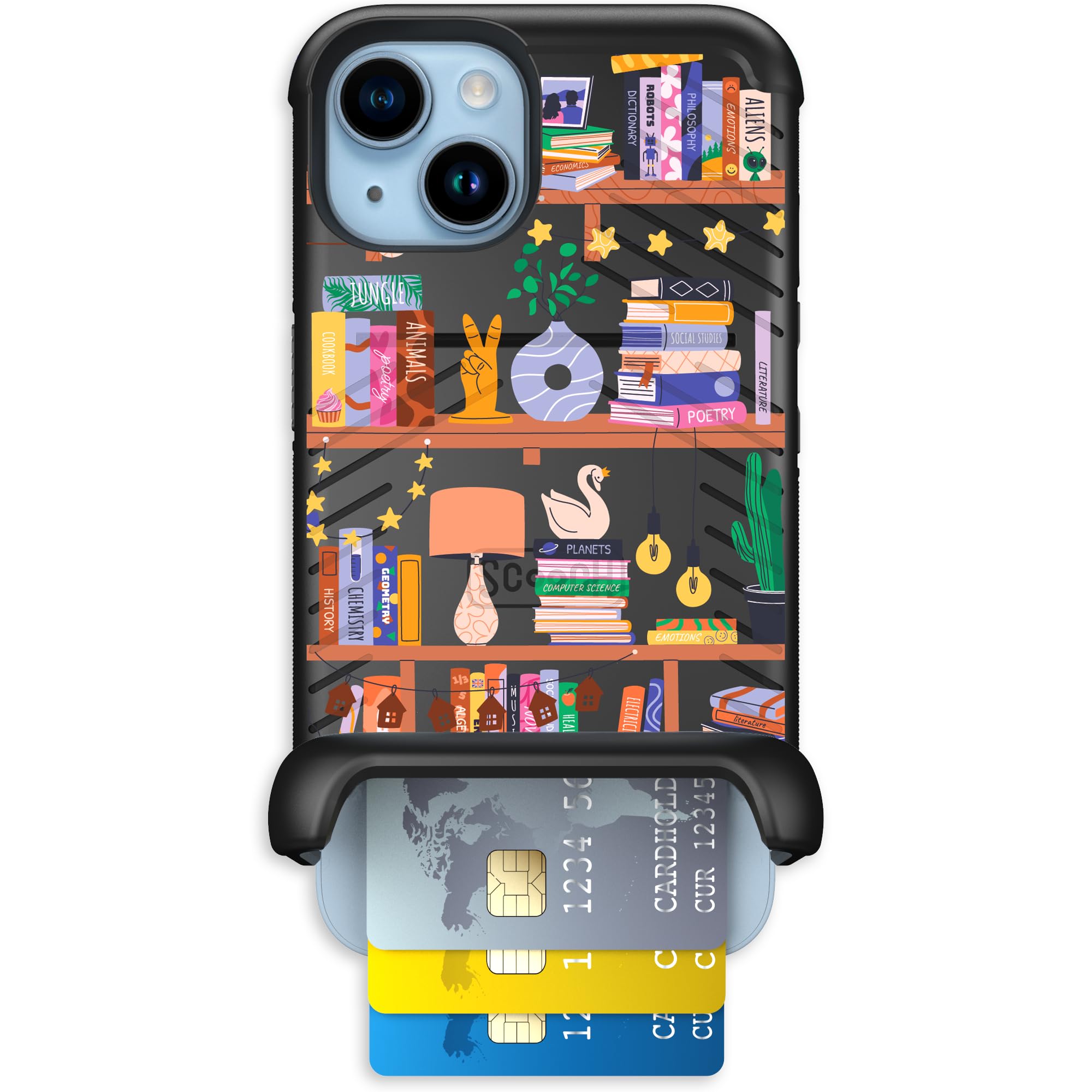 Scooch for iPhone 14 Case with Card Holder, Wingmate Wallet Case with Hidden Card Slot and RFID Protection, Holds 3 to 4 Cards, 