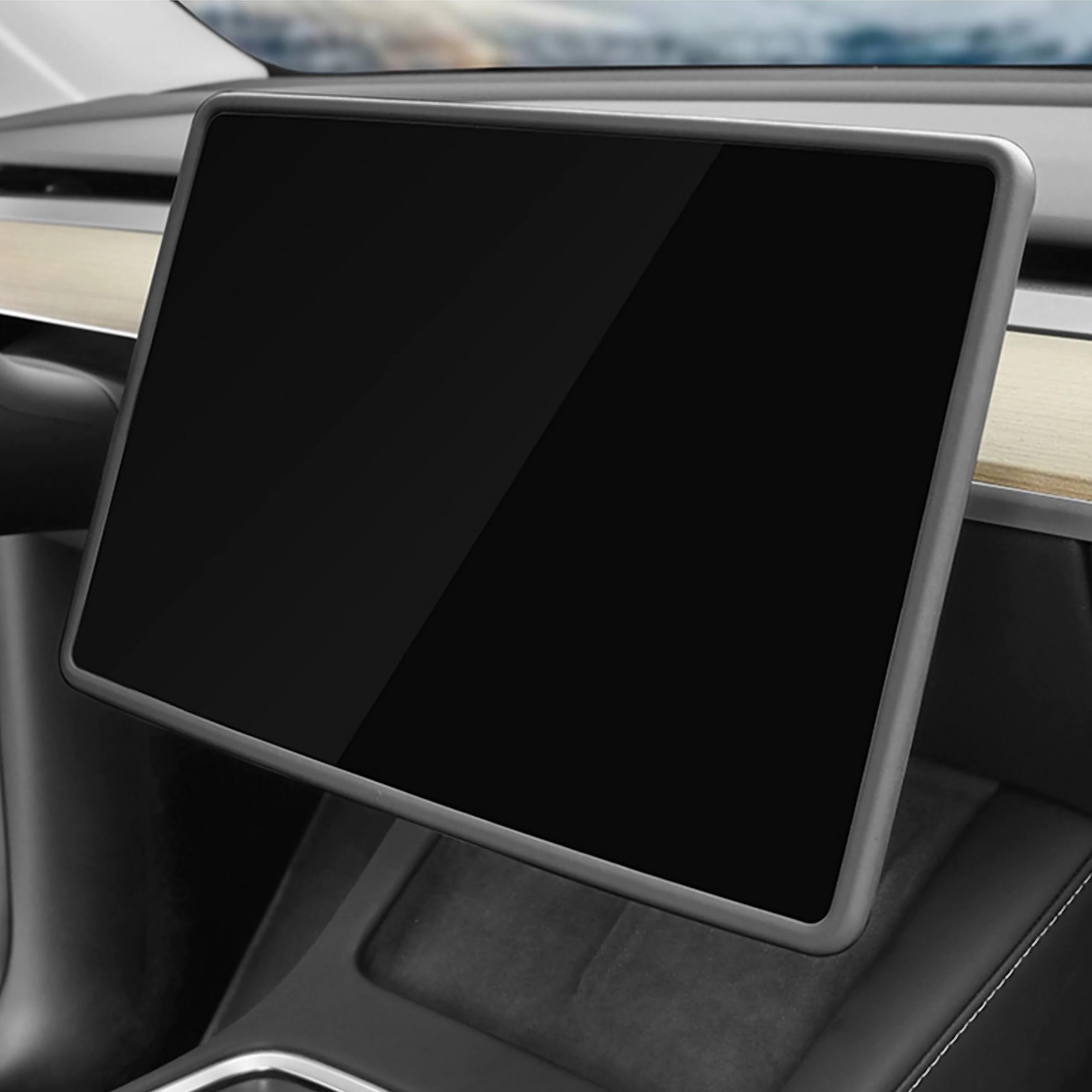 Gooyogoo Screen Protector Silicon Frame For Tesla Model Y/3 15'' Center Control Touchscreen, Knee Protection,Skin Friendly,Cover