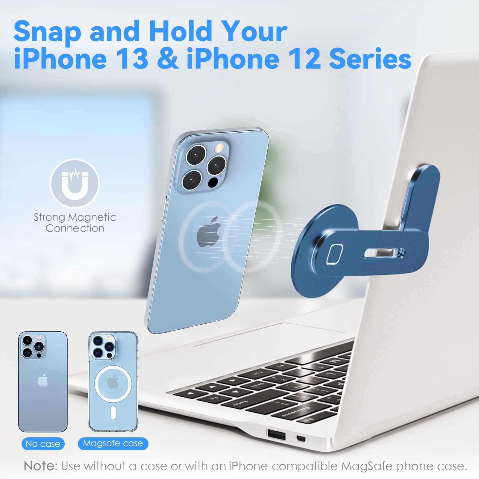 Cloudvalley Magnetic Phone Holder For Laptop Designed For Iphone 15/14/ 13/12 Magsafe, Adjustable Phone Monitor Side Mount, Slim