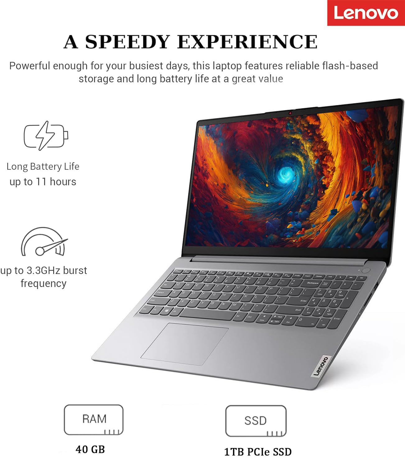 Lenovo Ideapad 1, 15.6'' Fhd Touchscreen, Intel Core I3, Wi Fi 6, Dolby Audio, Hd Camera With Privacy Shutter, Long Battery Life