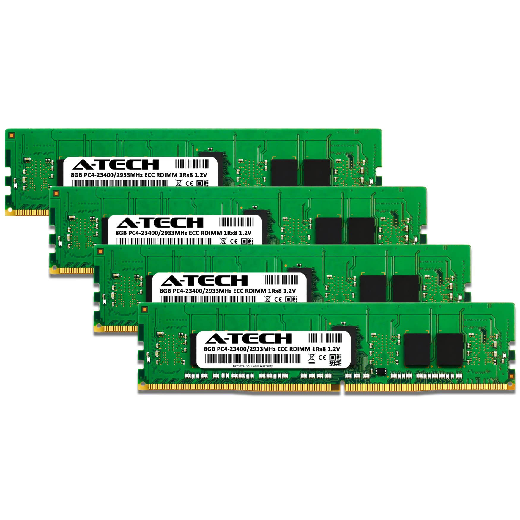 A Tech 32Gb Kit (4X8Gb) Ddr4 2933Mhz Pc4 23400 Ecc Rdimm 1Rx8 1.2V Single Rank Ecc Registered Dimm 288 Pin Server & Workstation