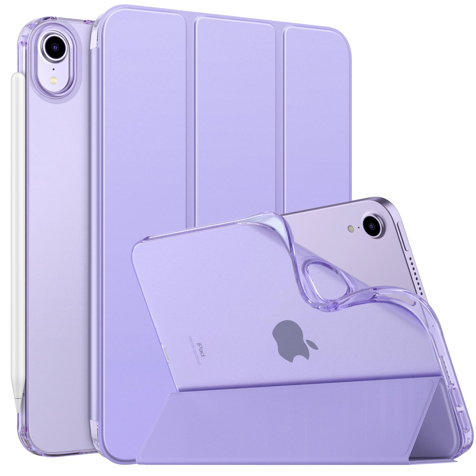 MoKo Case Fit New iPad Mini 7 (A17 Pro) 2024, iPad Mini 6th Generation Case 2021 (8.3 inch), iPad Mini 6 Case, Soft TPU Translucent Frosted Back Cover Case for iPad Mini 7th, Lilac