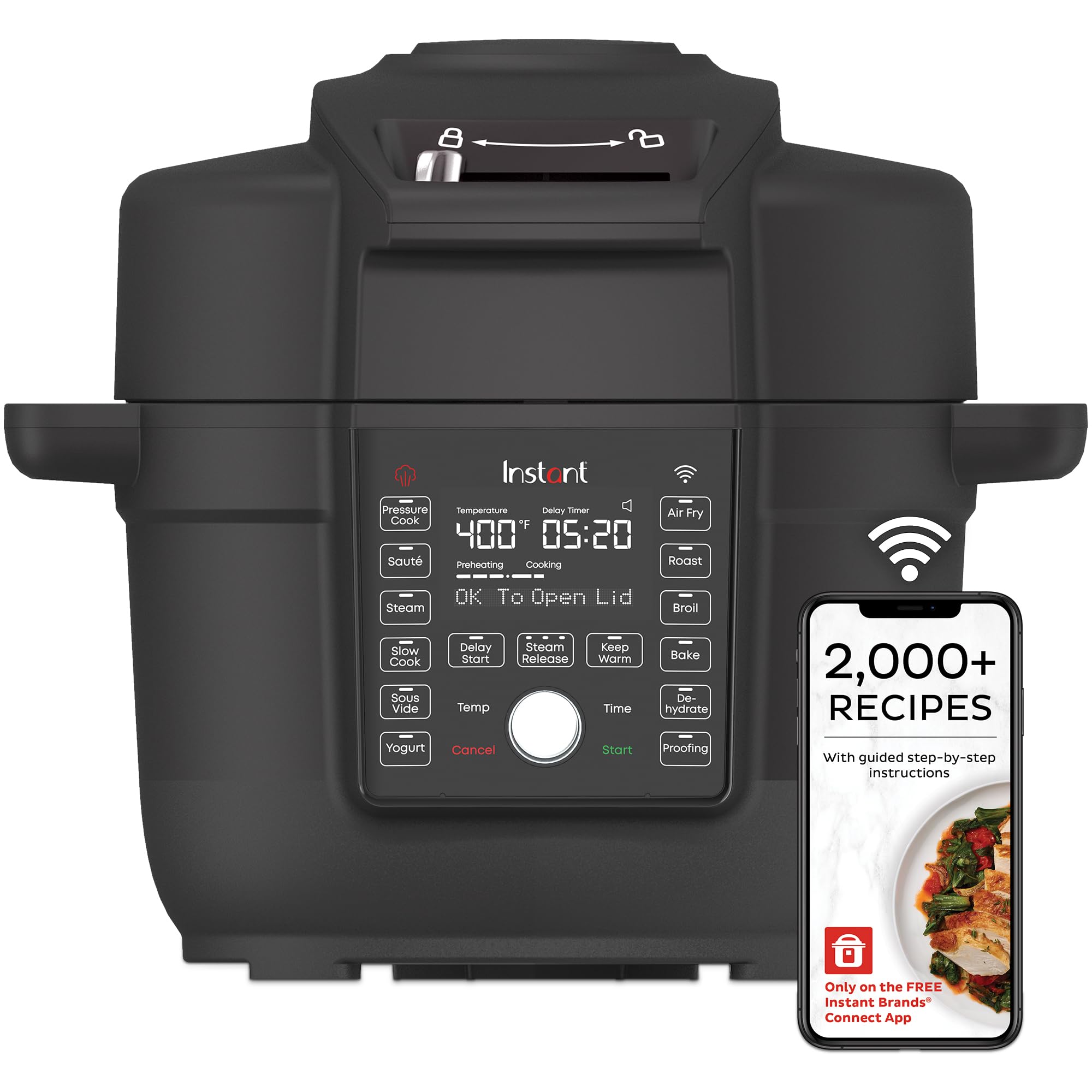 Instant Pot 6.5 Quart Duo Crisp Ultimate Lid with WIFI, 13-in-1 Air Fryer and Pressure Cooker Combo, Saut  , Slow Cook, Bake, St