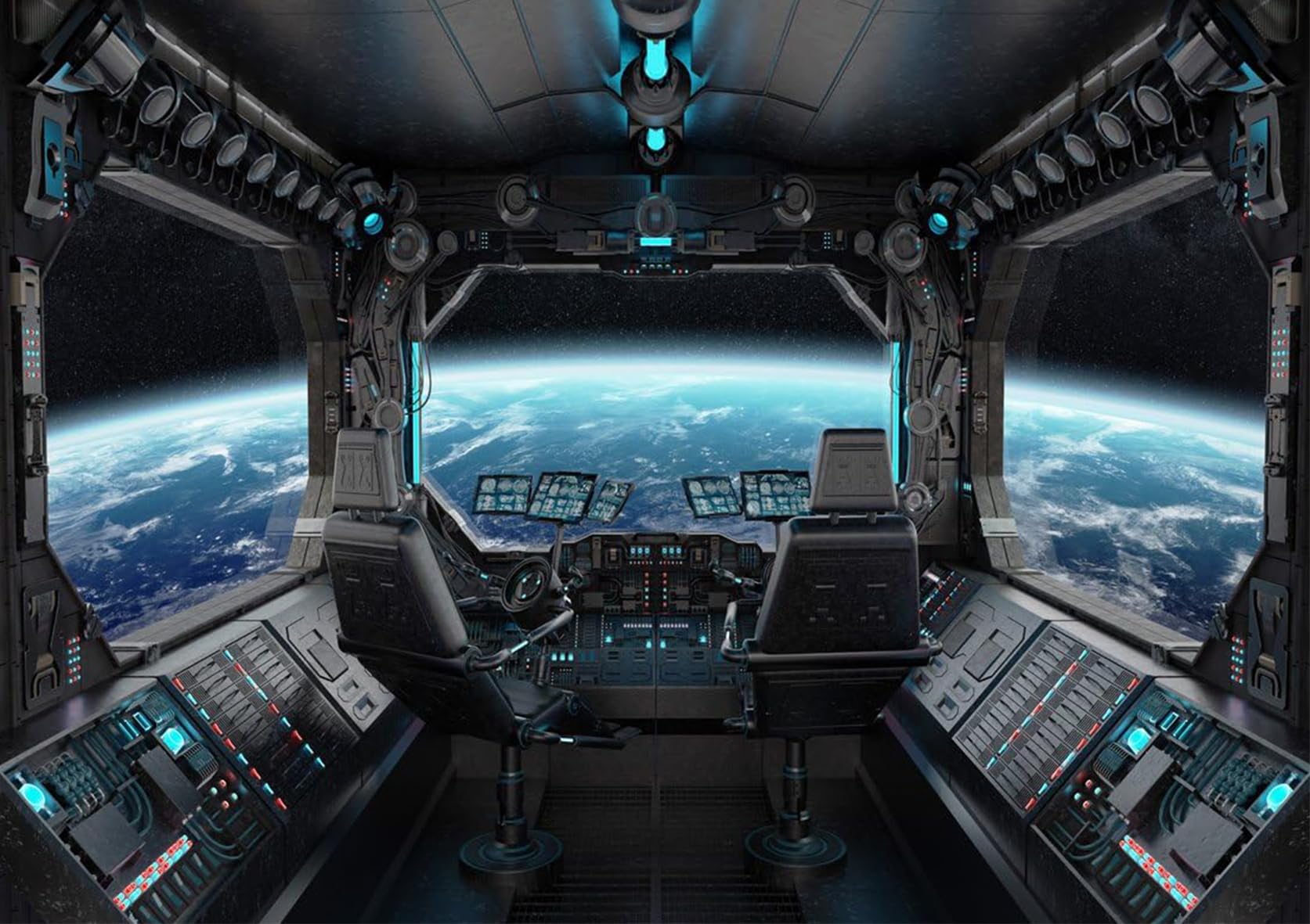 Lywygg 7X5Ft Vinyl Spaceship Interior Background Futuristic Science Fiction Photography Backdrops Spacecraft Cabin Photo Shoot Studio Props Astronomy Universe Galaxy Outer Space Station Cp 37 0705