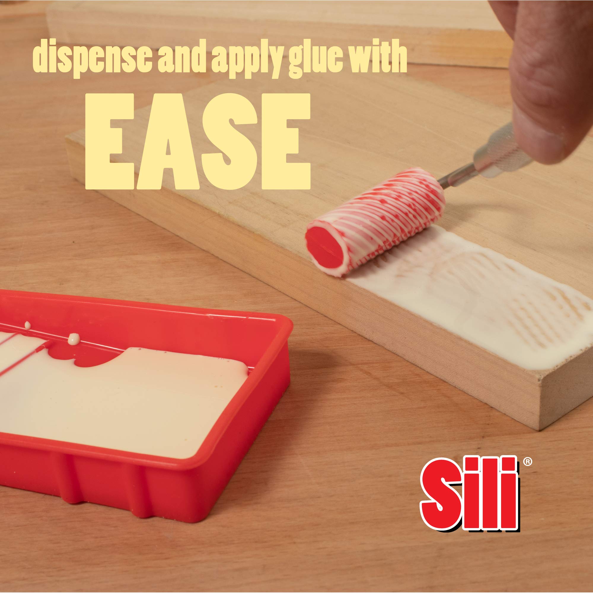 Sili Glue Roller With Silicone Application Tray For Arts Crafts Woodworking And Larger Glue Up Projects