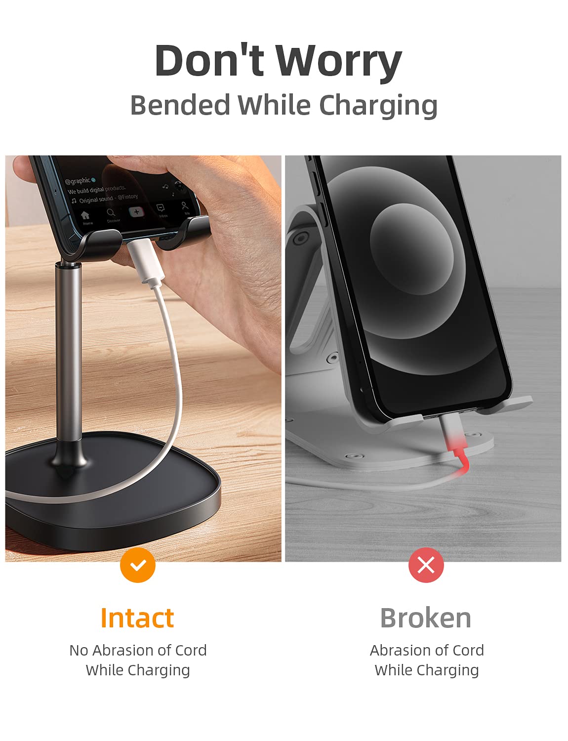 Lisen Cell Phone Stand, Adjustable Phone Stand For Desk, Thick Case Friendly Phone Holder Stand, Taller Iphone Stand Compatible