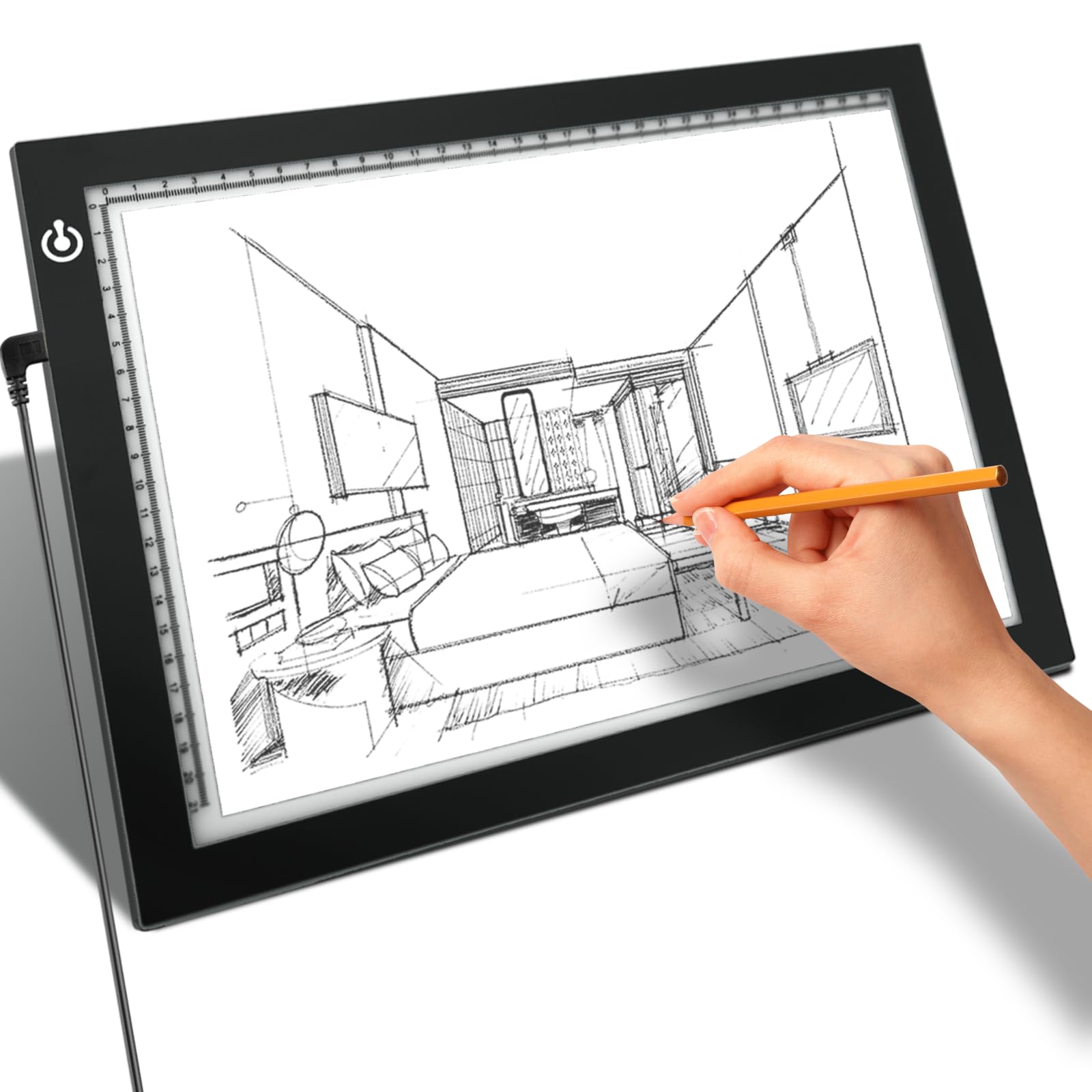 A4 Light Box for Tracing - Ultra-Thin LED Light Table with Adjustable Brightness, USB Powered Light Board for Kids, Artists, Tat