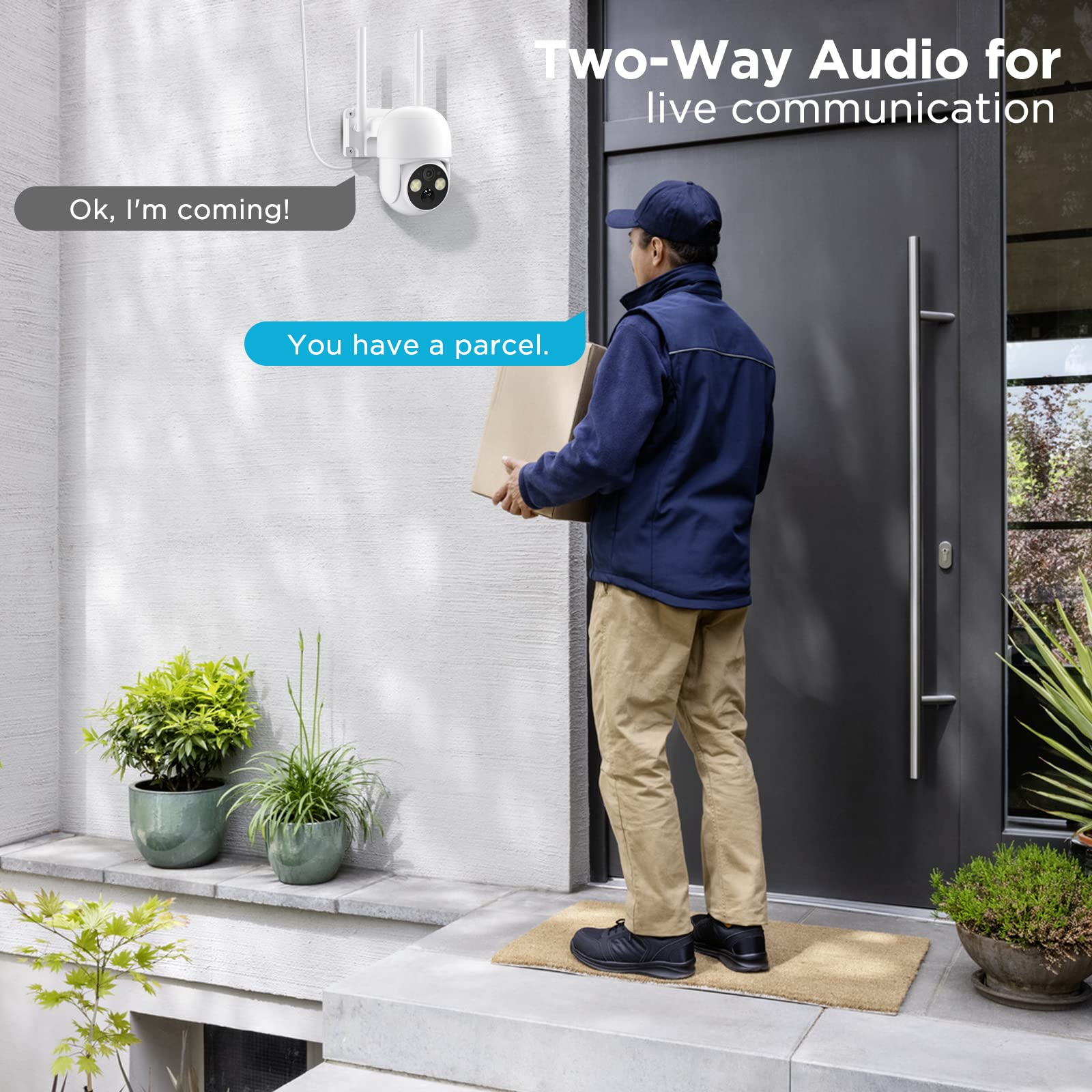 Woolink 4Pcs 4Mp Solar Security Camera Wireless Outdoor, 2.5K Pan/Tilt Rechargeable Battery Powered, 2.4Ghz Wifi Camera For Home