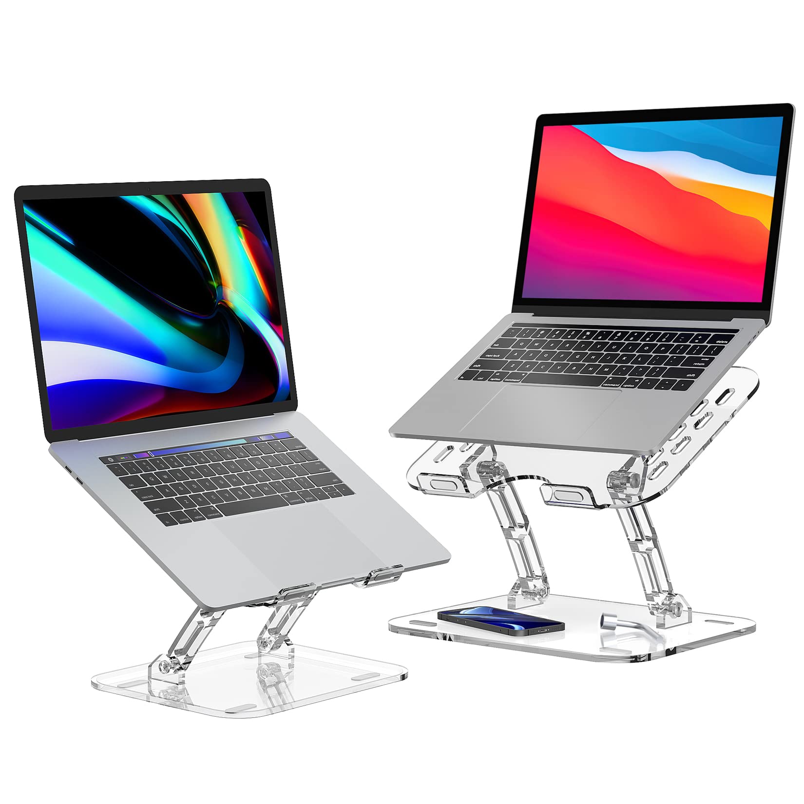 Lpoake 2 Pack Adjustable Laptop Stand, Portable Ergonomic Computer Stand For Laptop, Foldable Laptop Riser For Desk, Compatible 