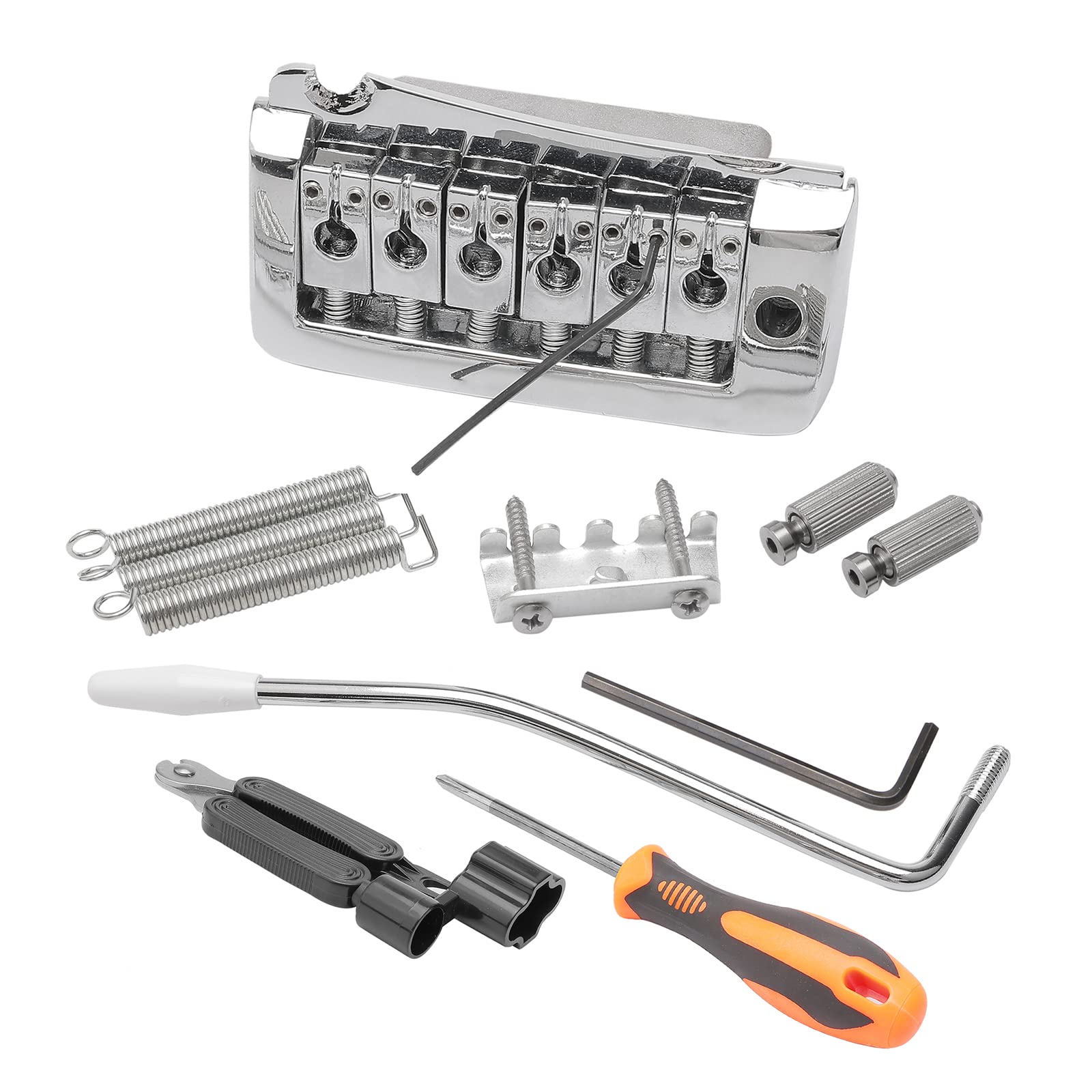 Unxuey 52Mm Guitar Stratocaster Tremolo Bridge 6 String Individual Saddle For Sq Fender Strat Style Electric Guitar(Silver)