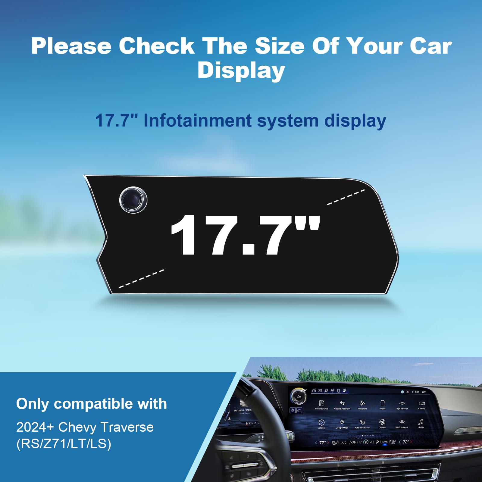 (2Pcs) 2024 Chevy Traverse Screen Protector For Chevrolet Traverse (Rs/Z71/Lt/Ls) 17.7 Inch Touchscreen, 2024 Chevy Traverse Acc