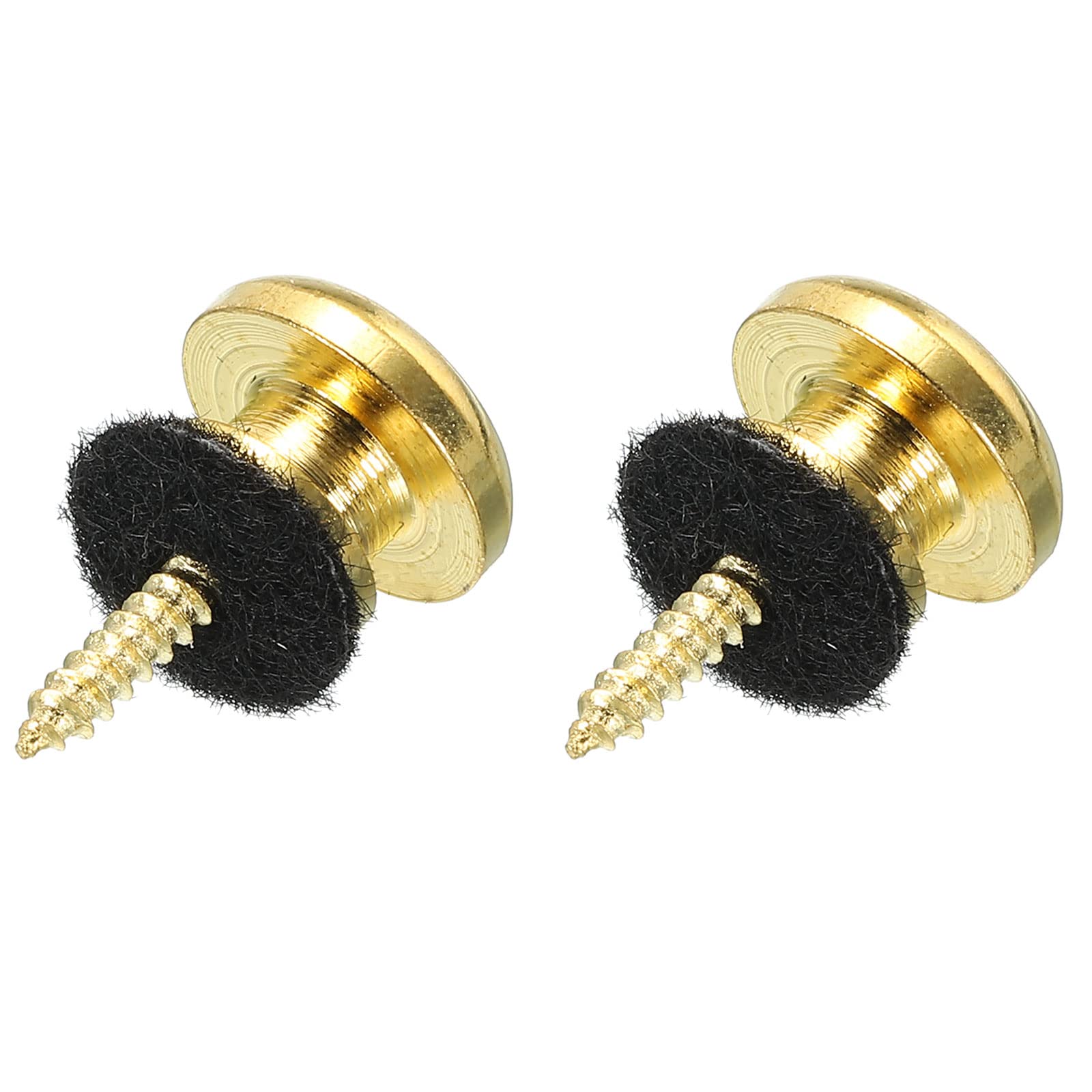 MECCANIXITY Guitar Strap Button Buckle Lock Metal Small End Pins Sets Gold Tone with Black Felt Washer for Guitar Bass, 2 Set