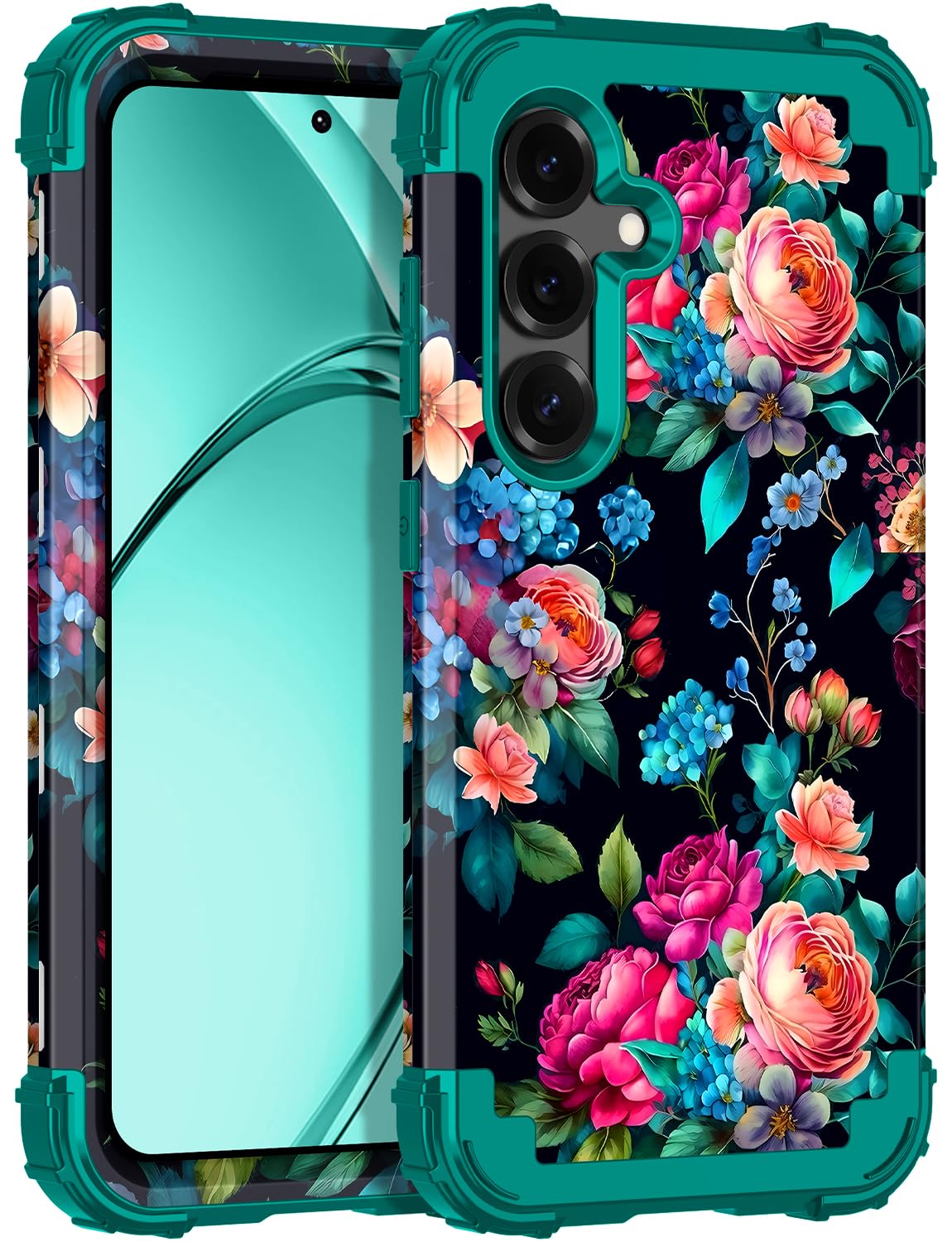 Rancase for Galaxy S25 Plus Case,Three Layer Heavy Duty Shockproof Protection Hard Plastic Bumper +Soft Silicone Rubber Protecti