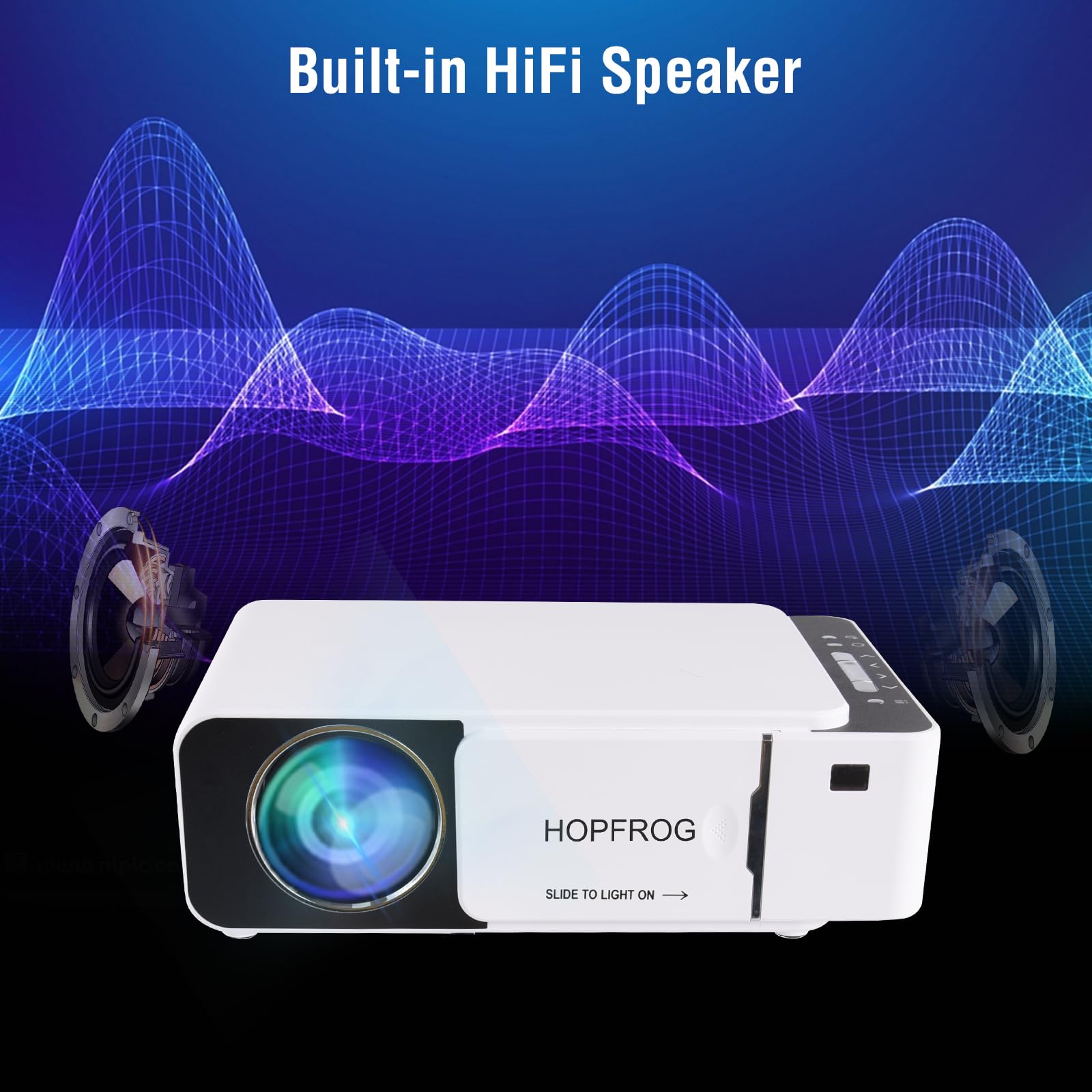 2024 Upgraded Full Hd 1080P Projector, 9500 Lumens Portable Movie Projector, Iphone Projector With Wifi And Tripod Mount, Proyec