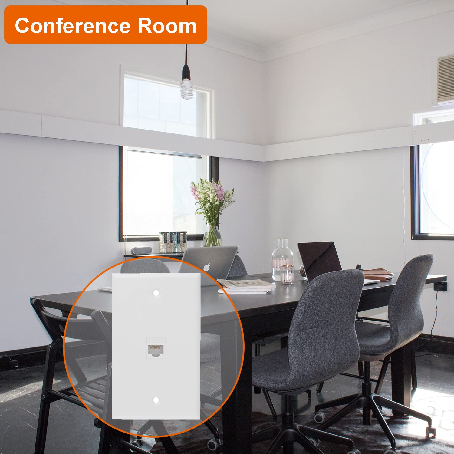 Ricnos Ethernet Wall Plate, 1 Port Cat 6 Rj45 Keystone Female To Female Wall Plate Compatible With Cat7/6/6E/5/5E Ethernet Devic