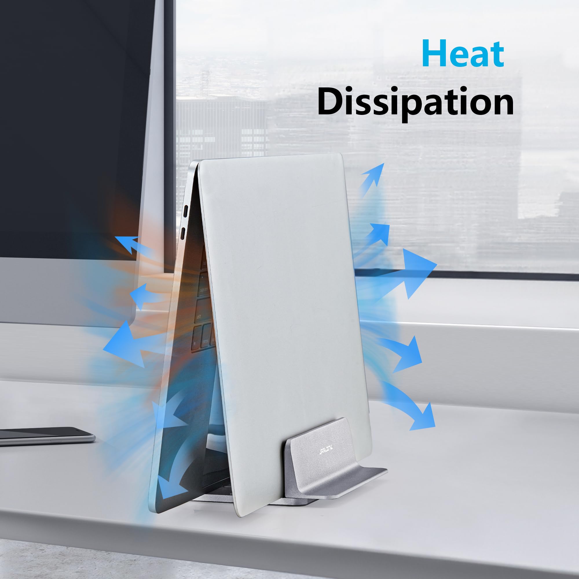 Jarlink Vertical Laptop Stand, Aluminum Laptop Holder Desktop Stand With Adjustable Dock Size (Up To 17.3 Inches) Compatible Wit