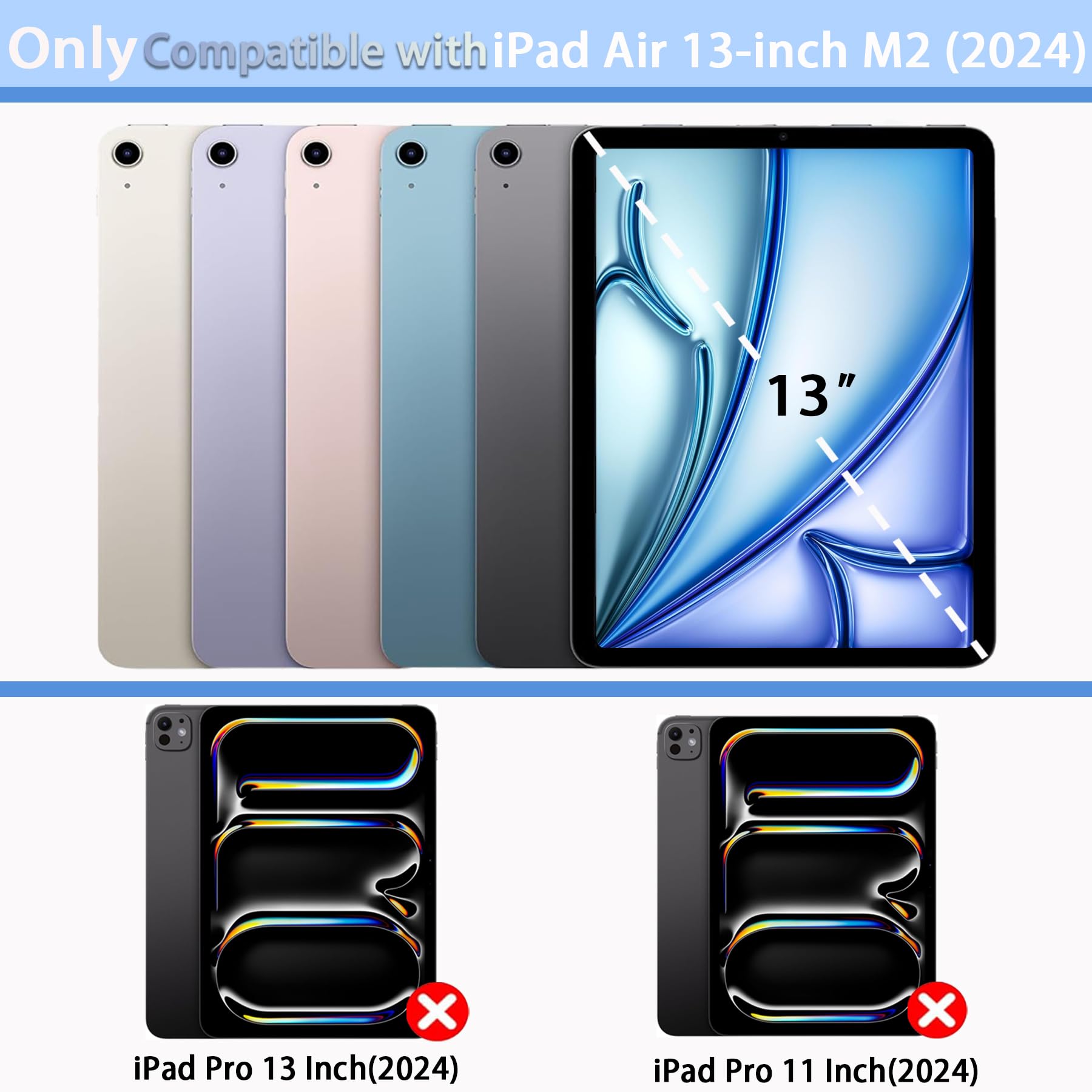 Rantice Case For Ipad Air 13 Inch M2 (2024), Hybrid Shockproof Rugged Drop Protective Case With Kickstand & Support Pencil Pro A