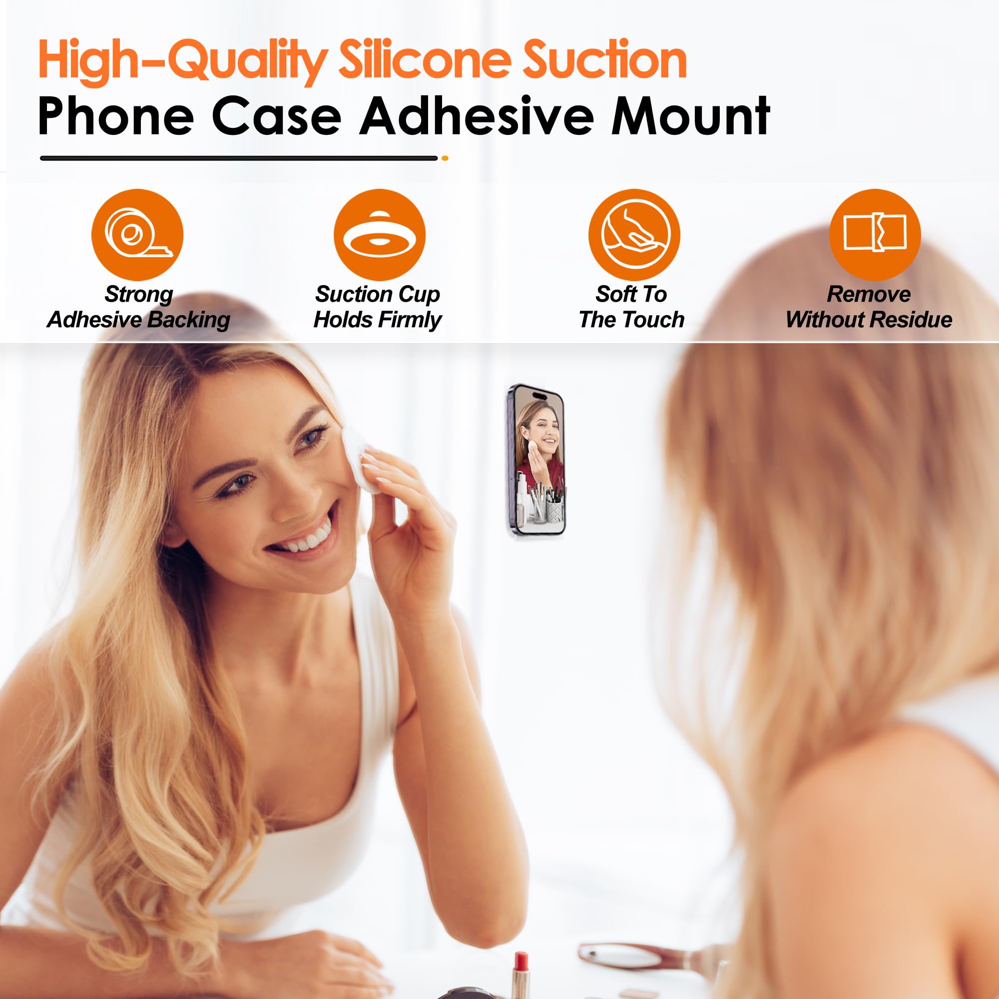 2Pcs Silicone Suction Phone Case Adhesive Mount, Anti-Slip Hands-Free Phone Holder, Sticky Phone Grip Compatible With Iphone And
