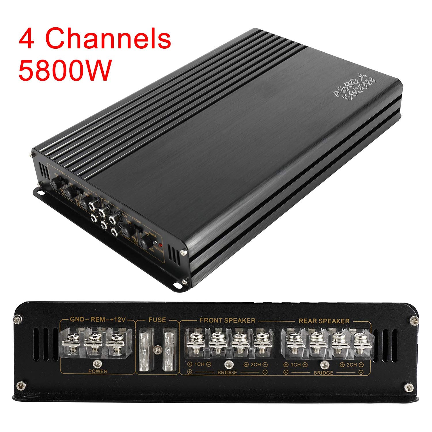 Yaeccc 5800W 12V 4 Channel Car Amplifier Stereo Audio Super Bass Power Subwoofer Amp