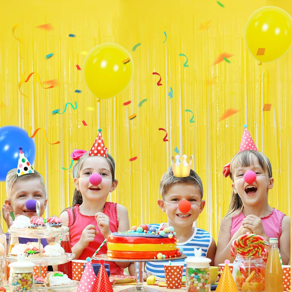 Beishida 2Pcs Yellow Door Streamer, Yellow Backdrop, Foil Fringe Curtains Metallic Tinsel, For Halloween Backdrop Birthday Weddi