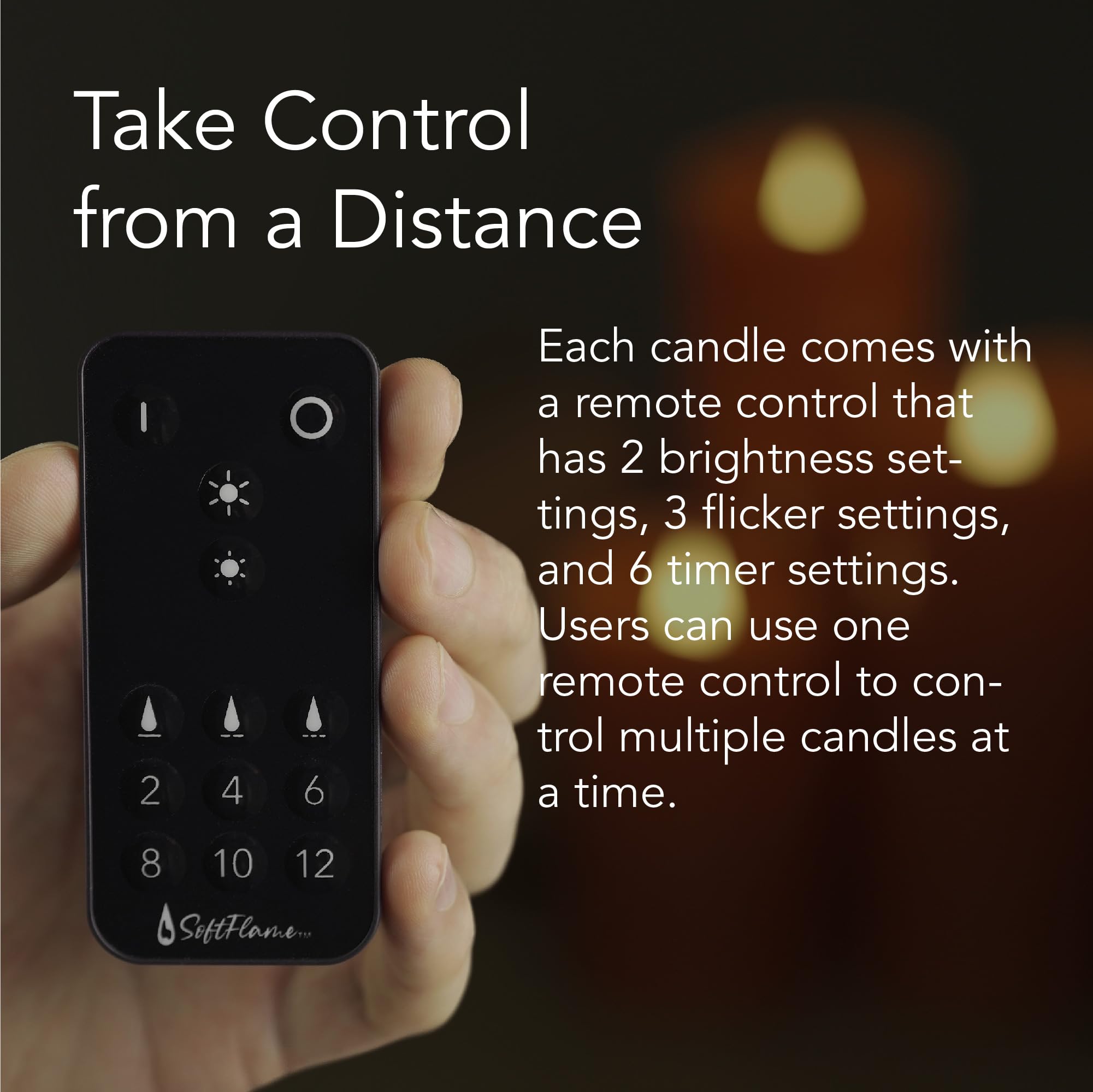 Softflame Christmas Decor Flameless Led Candles With Remote Control, 3''X 5''Battery Operated Pillar Real Wax With Timer For Chr