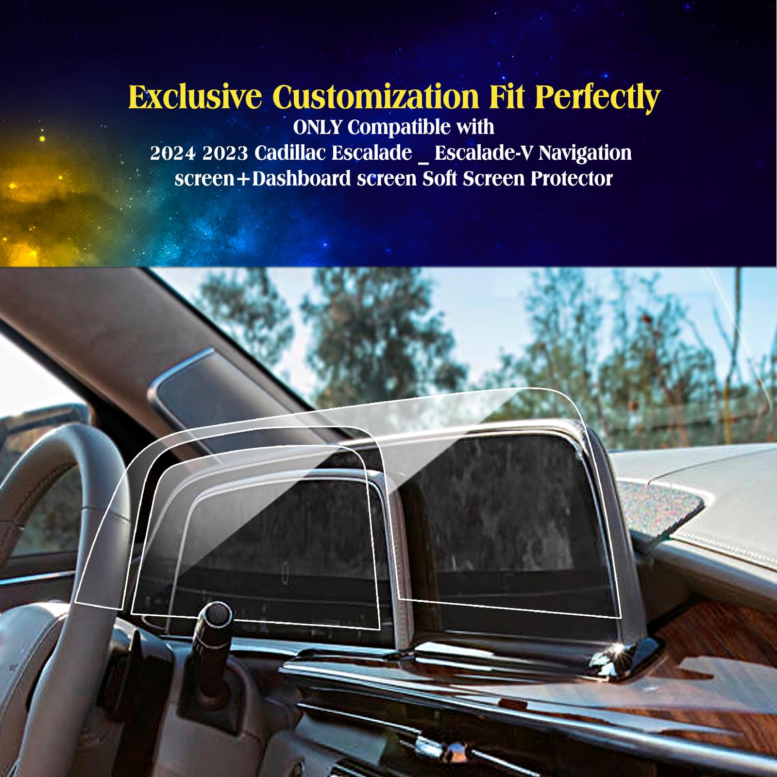 Eueky 2Pcs 2024 2023 Cadillac Escalade Soft Screen Protector Compatible With 2024 2023 2022 2021 Cadillac Escalade/Escalade V Na