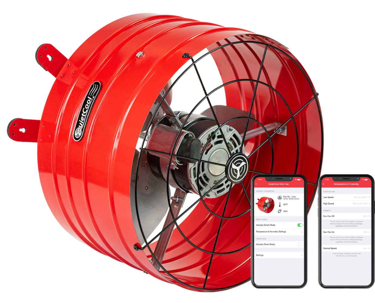 Quietcool Afg Smt Pro 3.0 Smart Attic Fan For Gable Vents   2940 Cfm   Smart App Control   Thermostat And Humidistat   20Ft Powe