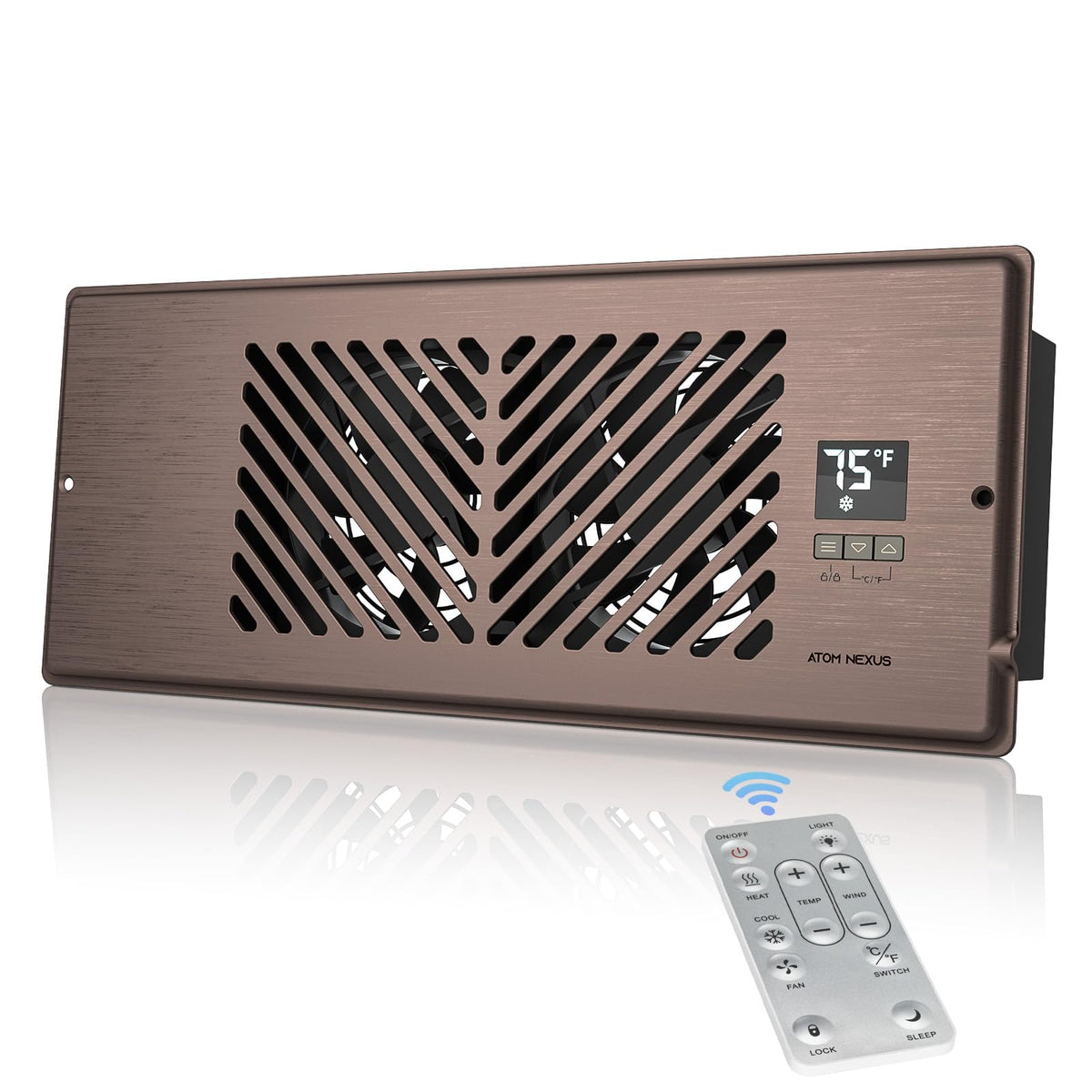 Atom Nexus Quiet Register Booster Fan Fits 4   X12    Register Holes, Smart Vent Booster Fan With Thermostat & Remote Control, 1