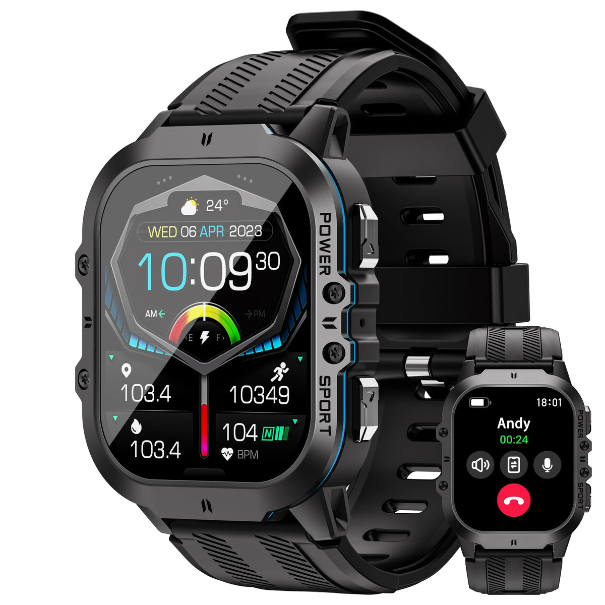 Vowtop Smart Watches For Men, 1.96'' Hd Amoled, Rugged Military (Answer/Calls/Dial) Fitness Tracker, Extra Long Battery Life, Ai