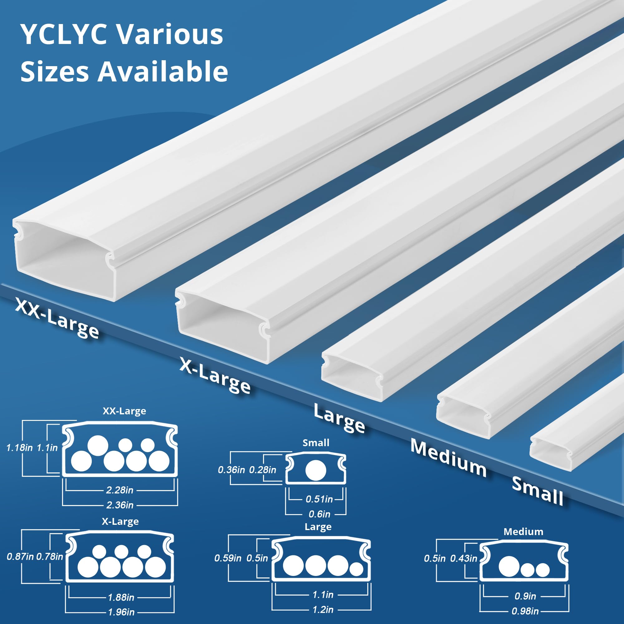 136In Cord Hider For Wall Mount Tv, White Wire Covers For 1 Mini Cords, Yclyc 8Pack Cable Hider Kit, Paintable Power Wall Cord C