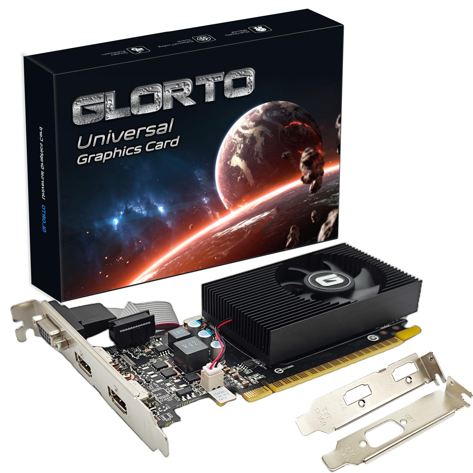 Glorto GeForce GT 730 4G Low Profile Graphics Card, 2X HDMI, VGA, DDR3, PCI Express 2.0 x16, Entry Level GPU for PC, SFF and HTP