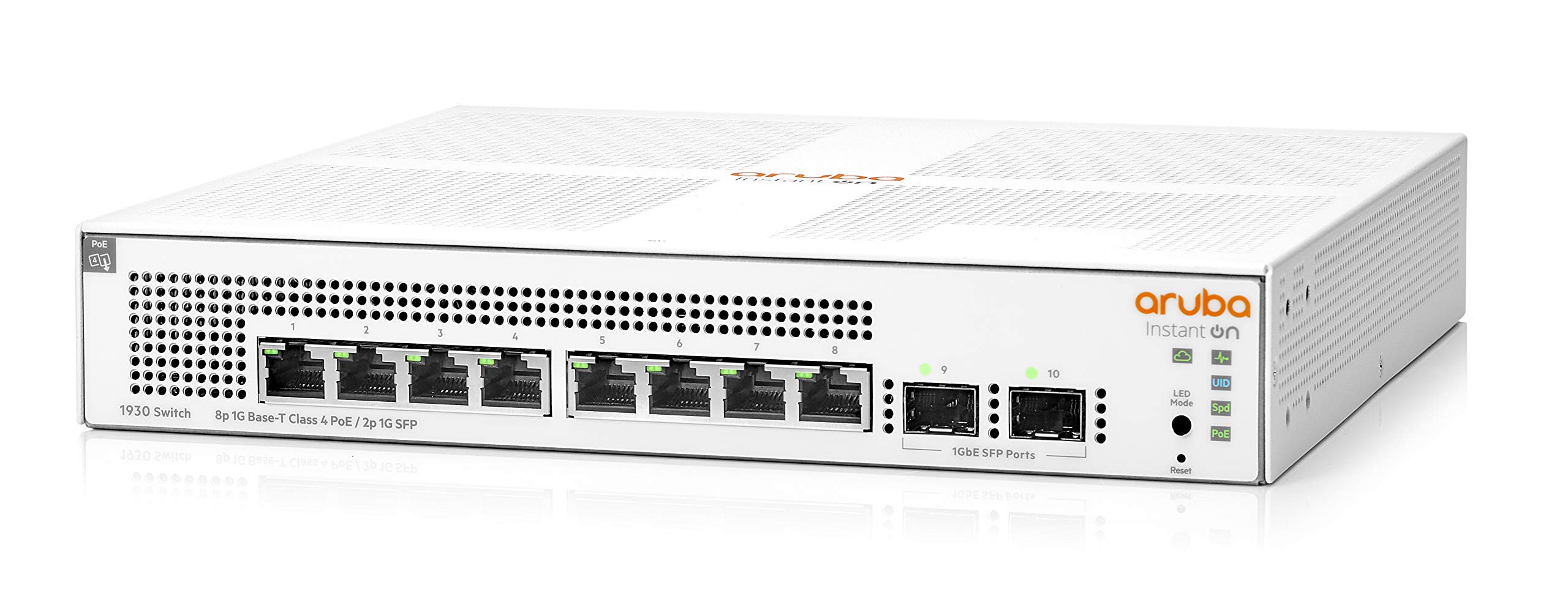 Aruba Instant On 1930 8 Port Poe Gb Ethernet 8Xge Poe (124W), 2X 1G Sfp, L2+ Smart Switch Us Cord (Jl681A#Aba)