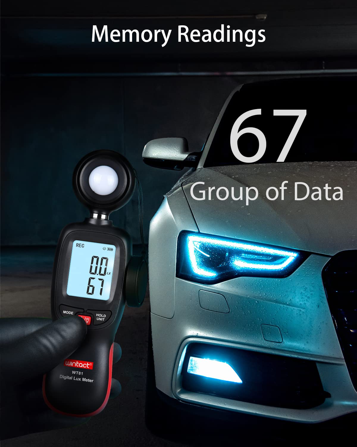 Wintact Digital Illuminance Light Meter Handheld With Thermometer Ambient, Lux Meter Range Up To 200,000 Lux, Photometer Light I